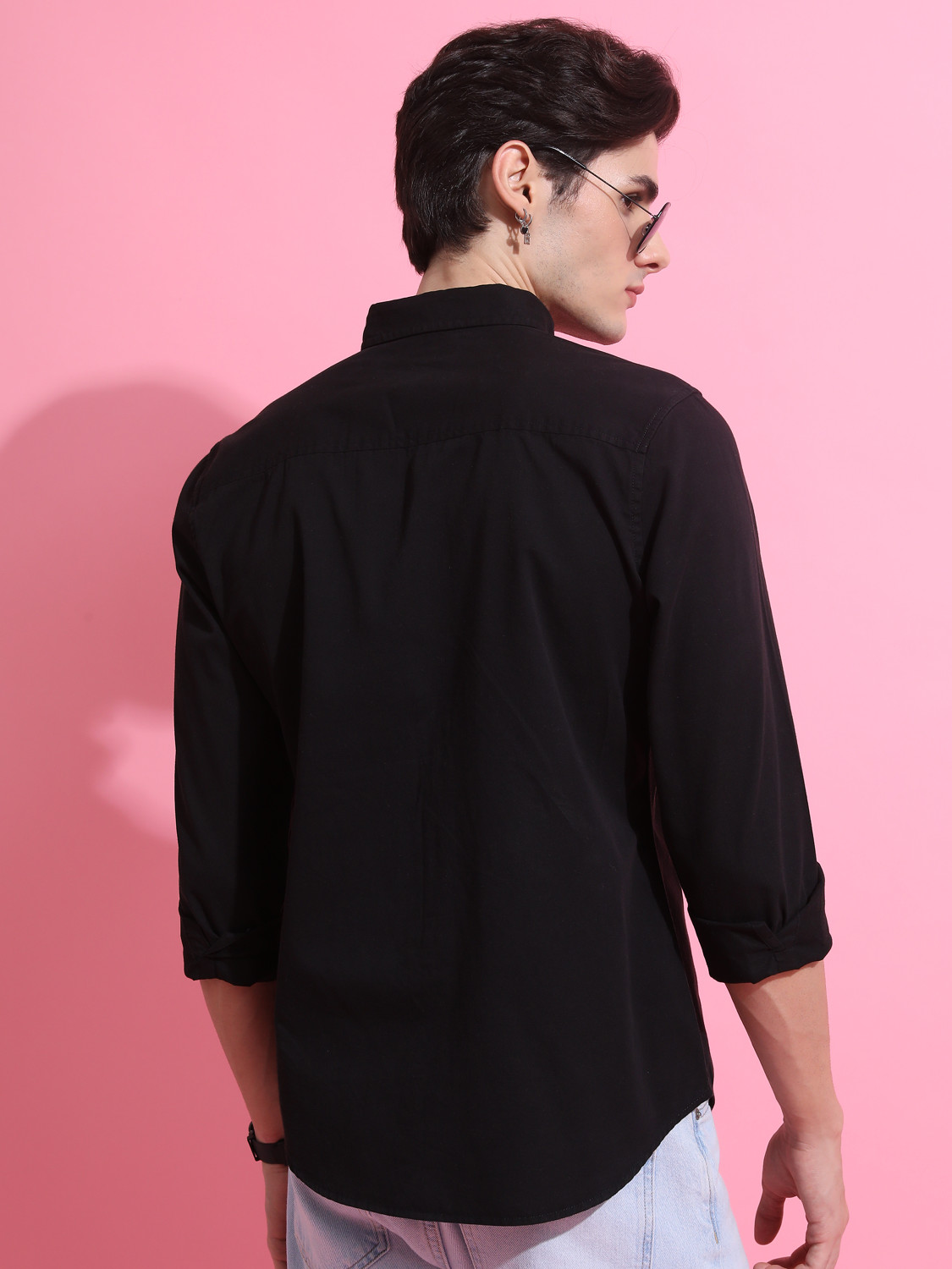 Image of HIGHLANDER Men Solid Casual Black Shirt