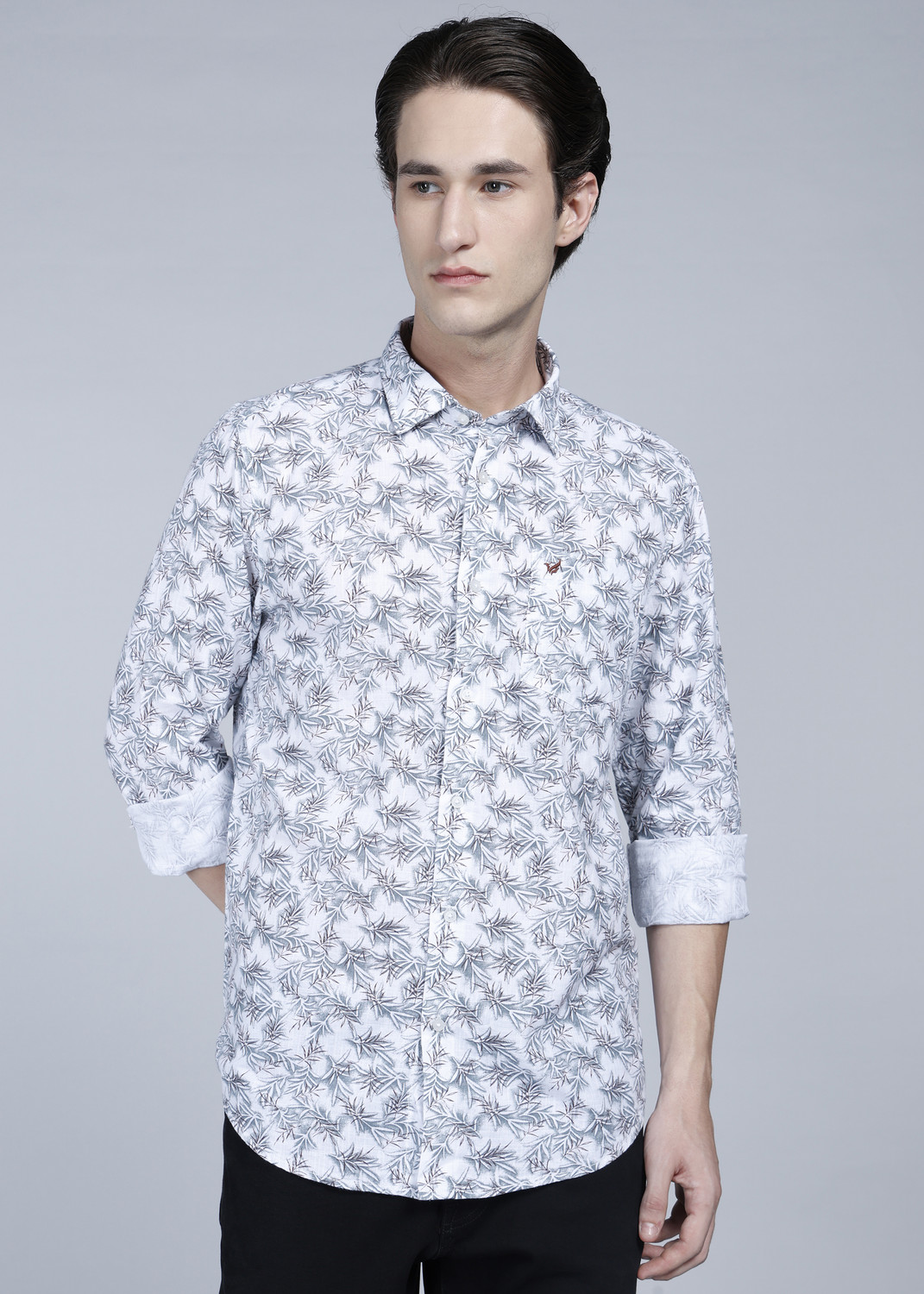 Blackberrys Men Printed Casual Grey Shirt