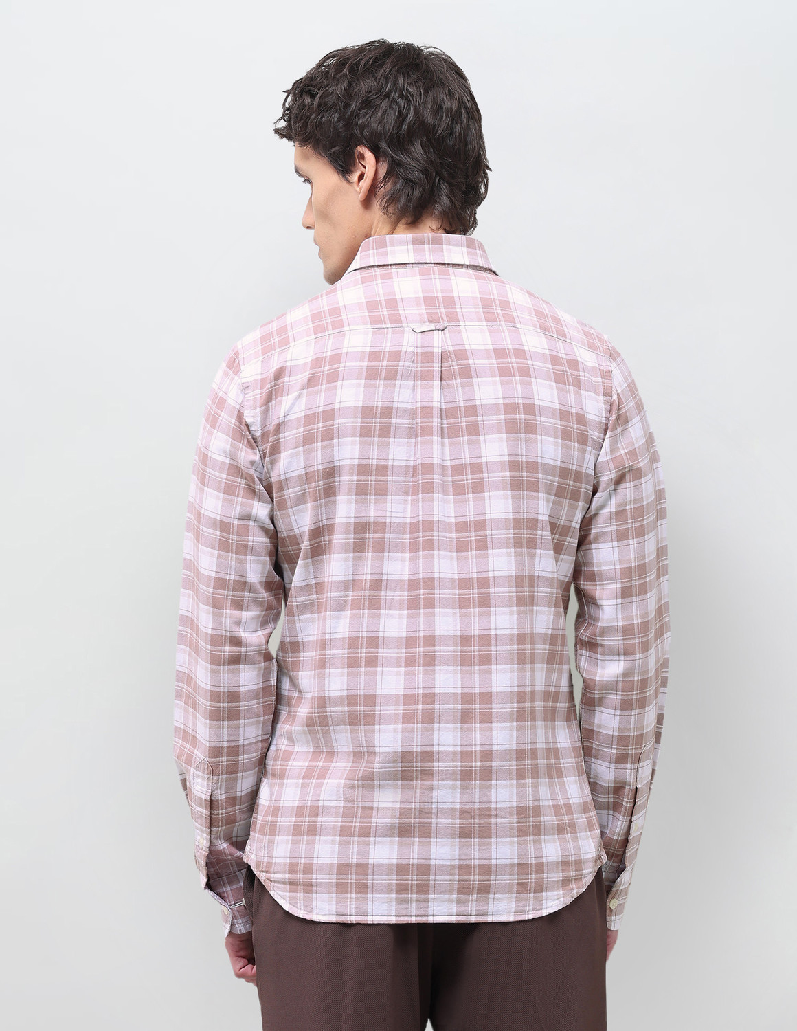 Image of U.S. POLO ASSN. Men Checkered Casual Brown Shirt