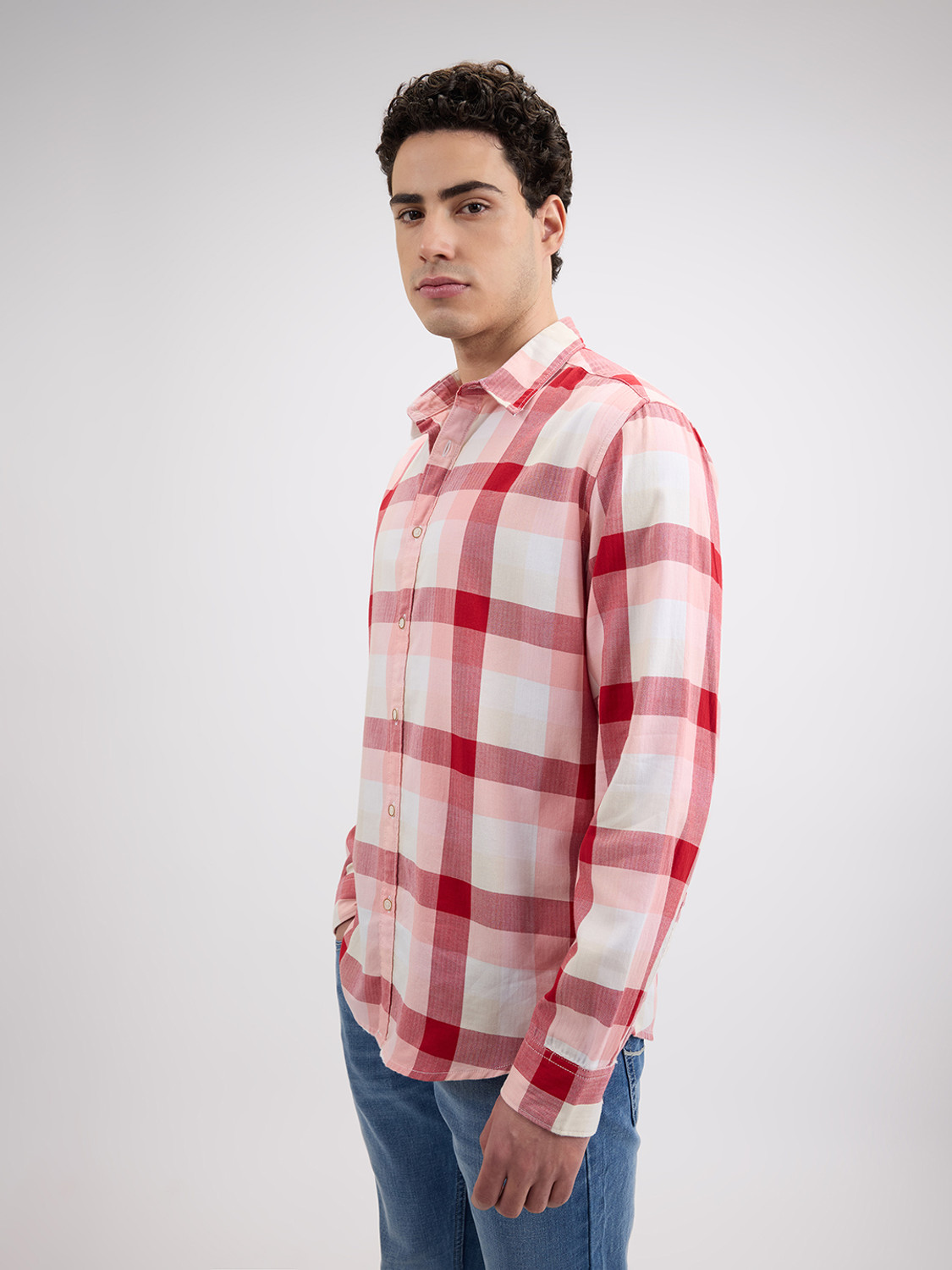 Image of Pepe Jeans Men Checkered Casual Red Shirt