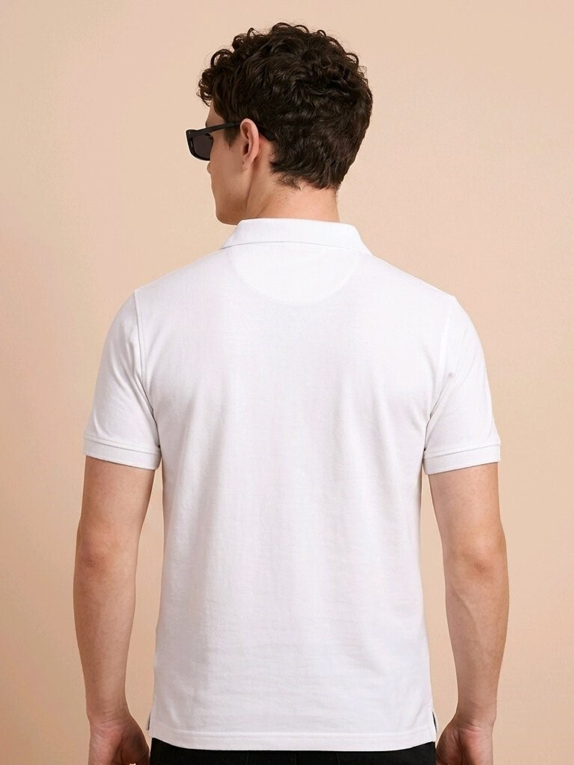 Image of Roadster Solid Men Polo Neck White T-Shirt