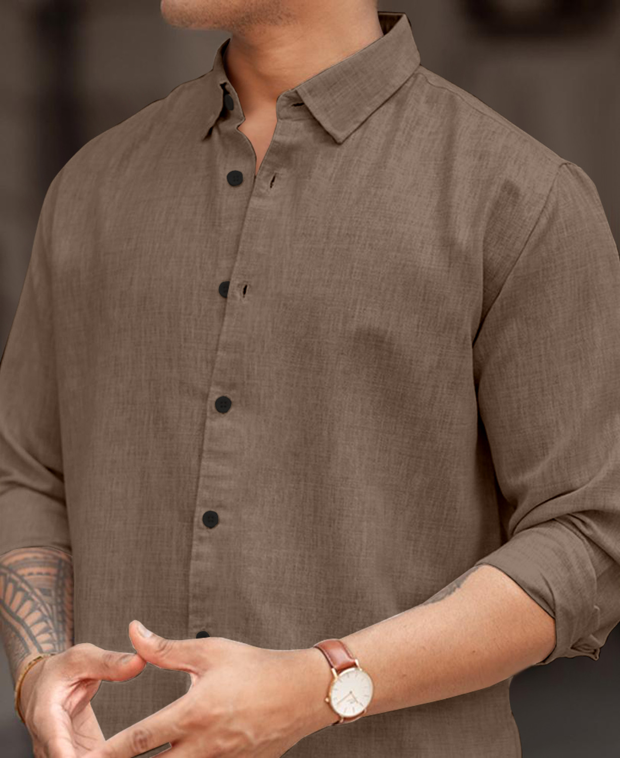 Image of ANKLAR Men Solid Casual Yellow Shirt