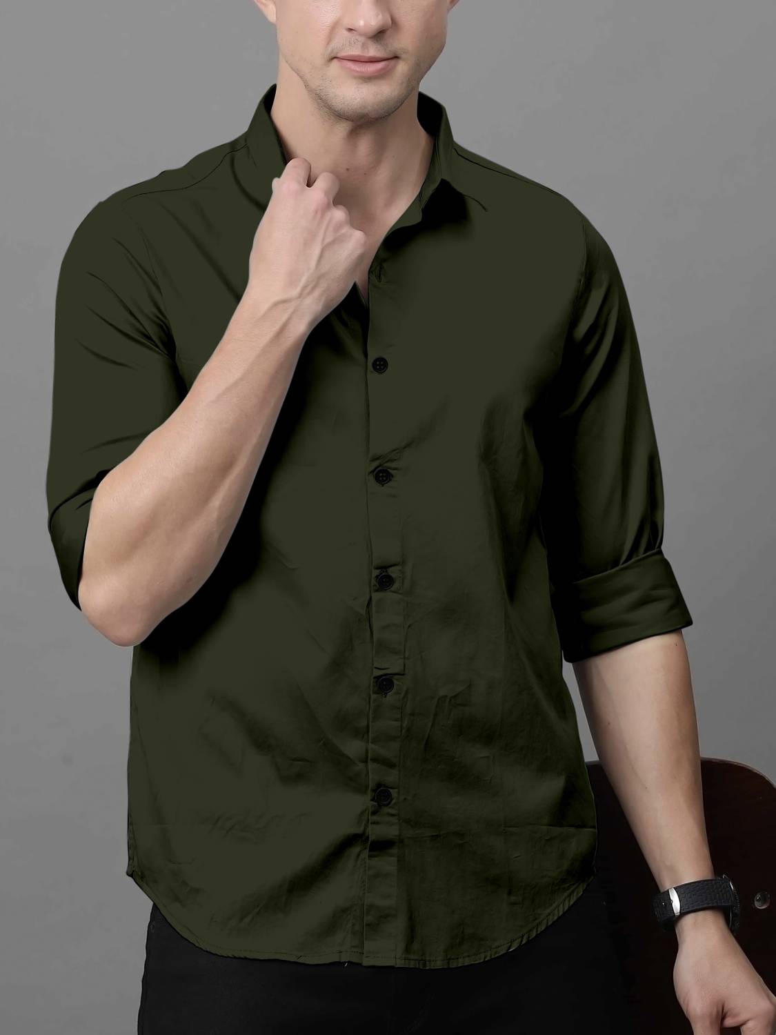 Ark Fashions Men Solid Casual Green Shirt - Buy Ark Fashions Men