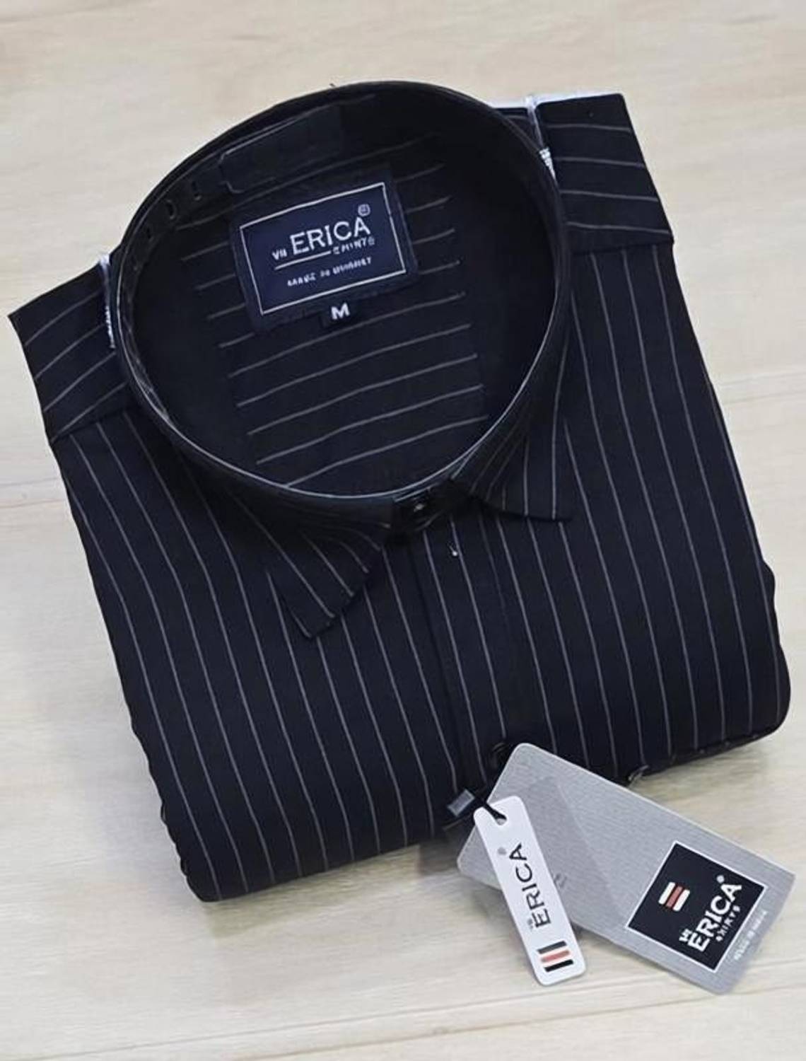 Erica Men Striped Casual Black Shirt