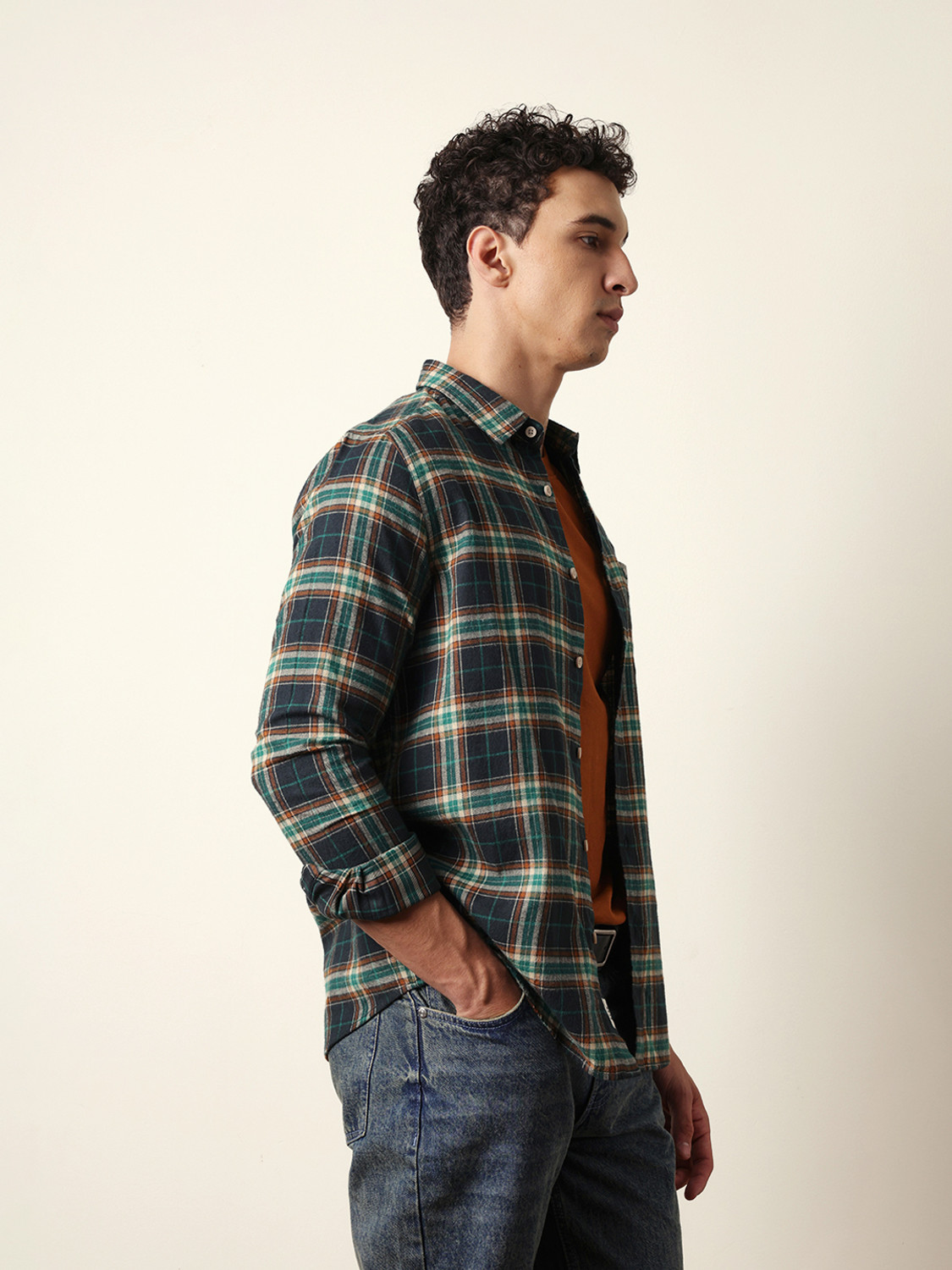 Image of THE BEAR HOUSE Men Checkered Casual Multicolor Shirt