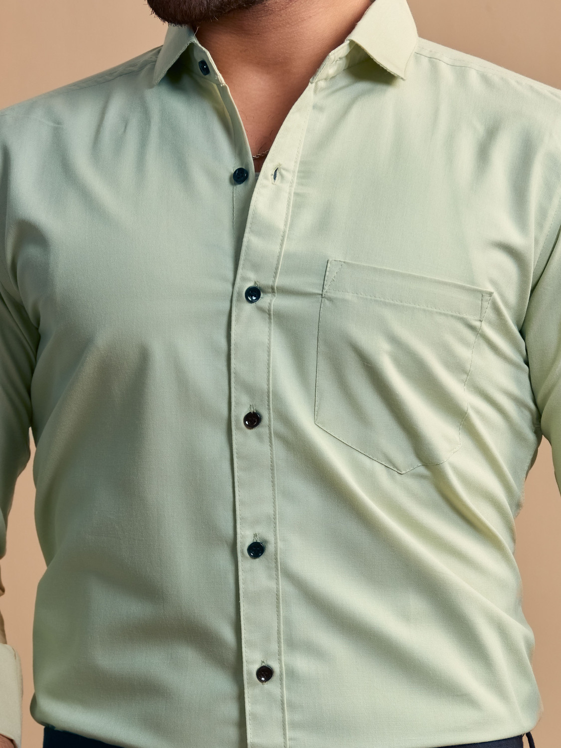 Image of STONEBERG Men Solid Formal Light Green Shirt