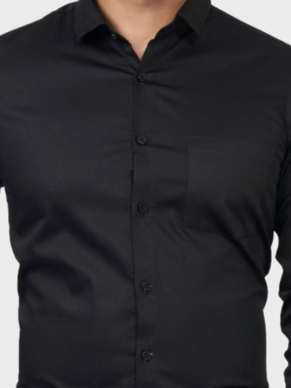 Image of SARVGYA FASHION Men Solid Formal Black Shirt