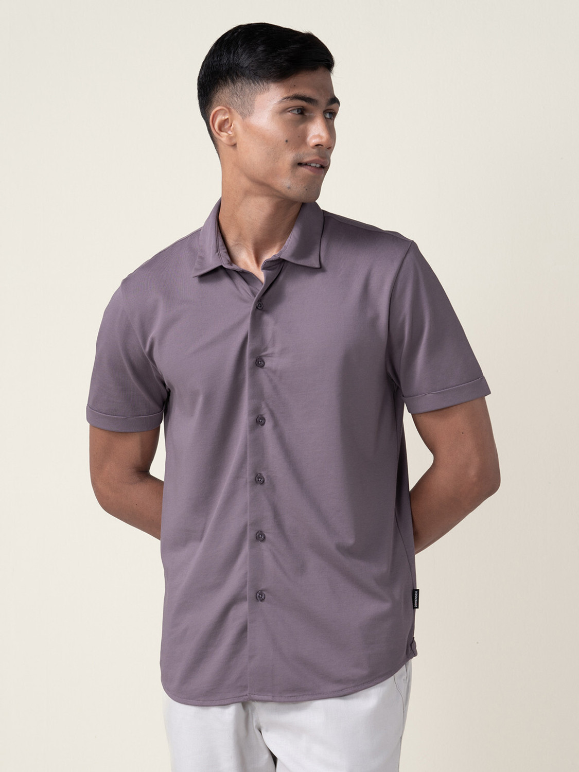 Image of Damensch Men Solid Casual Purple Shirt