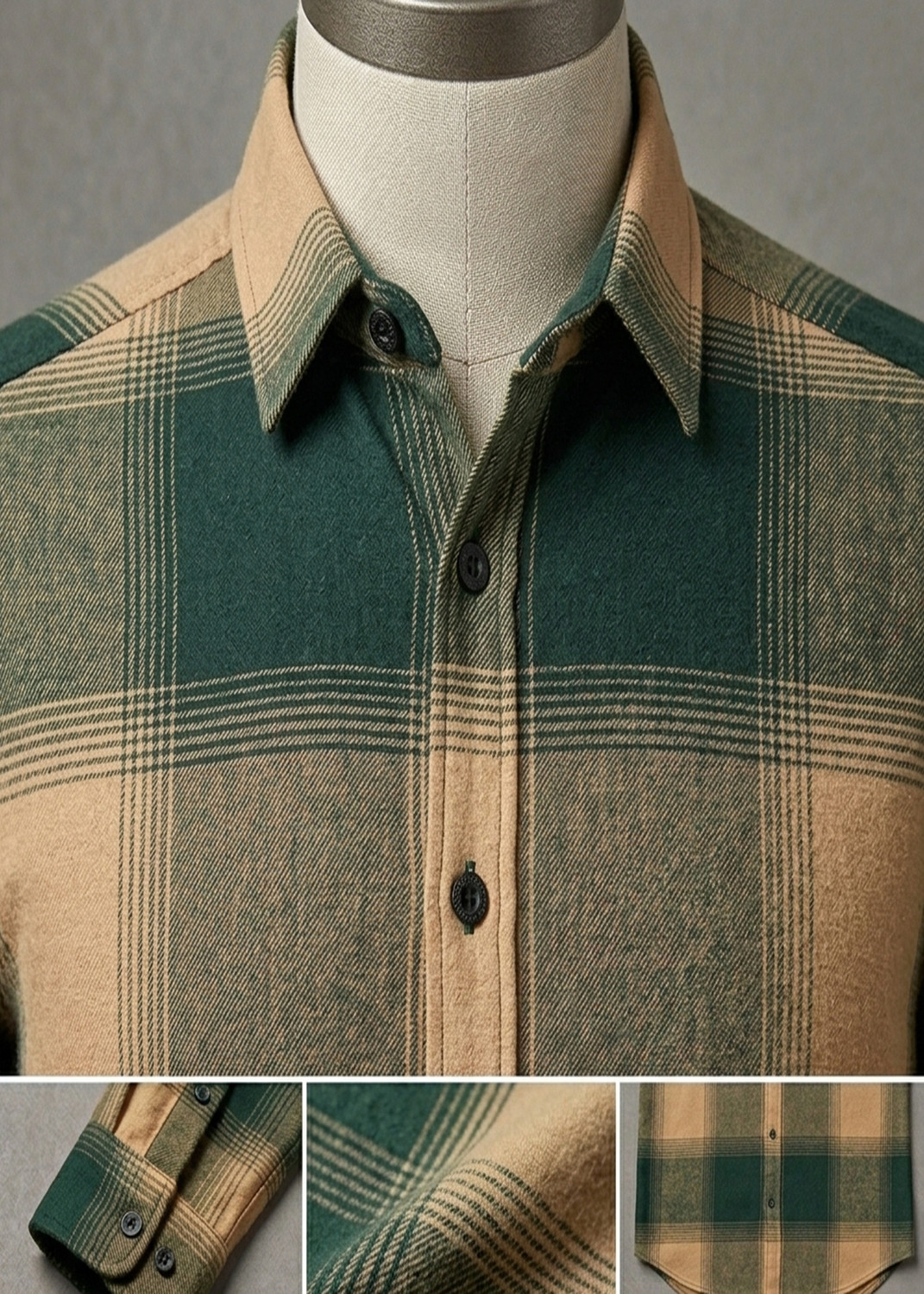 Image of TREN Men Checkered Casual Green Shirt