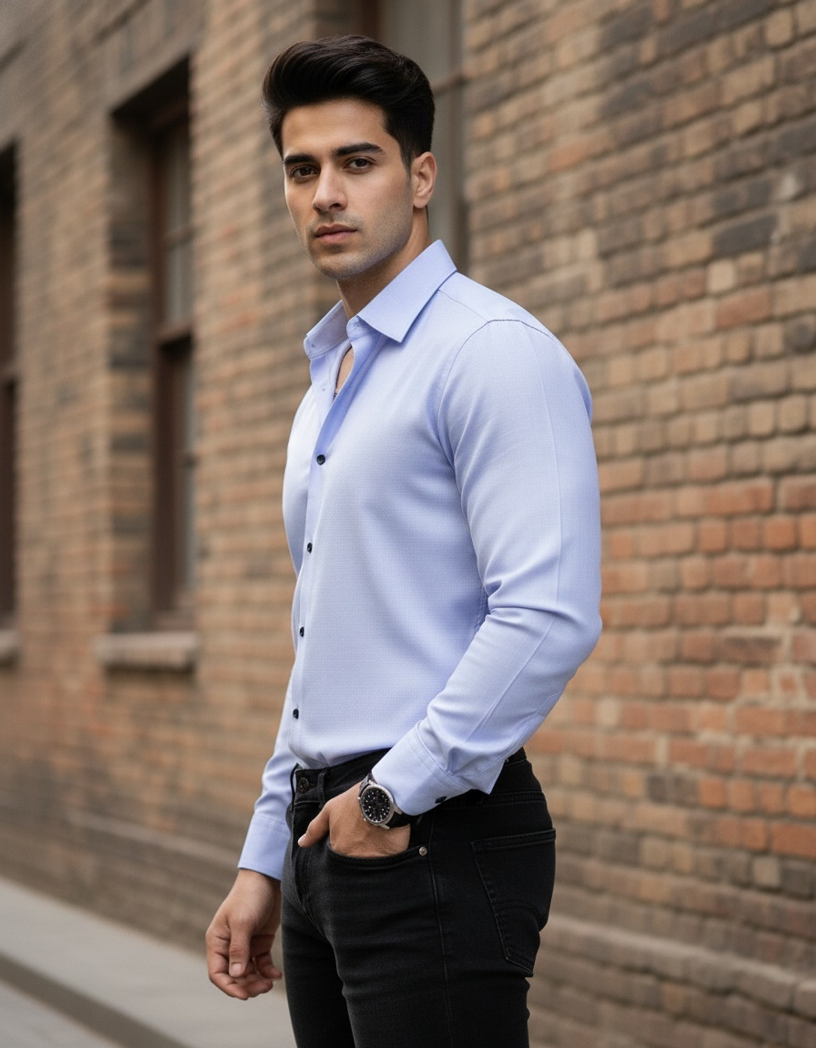 Image of RICH STAG Men Solid Casual Purple Shirt