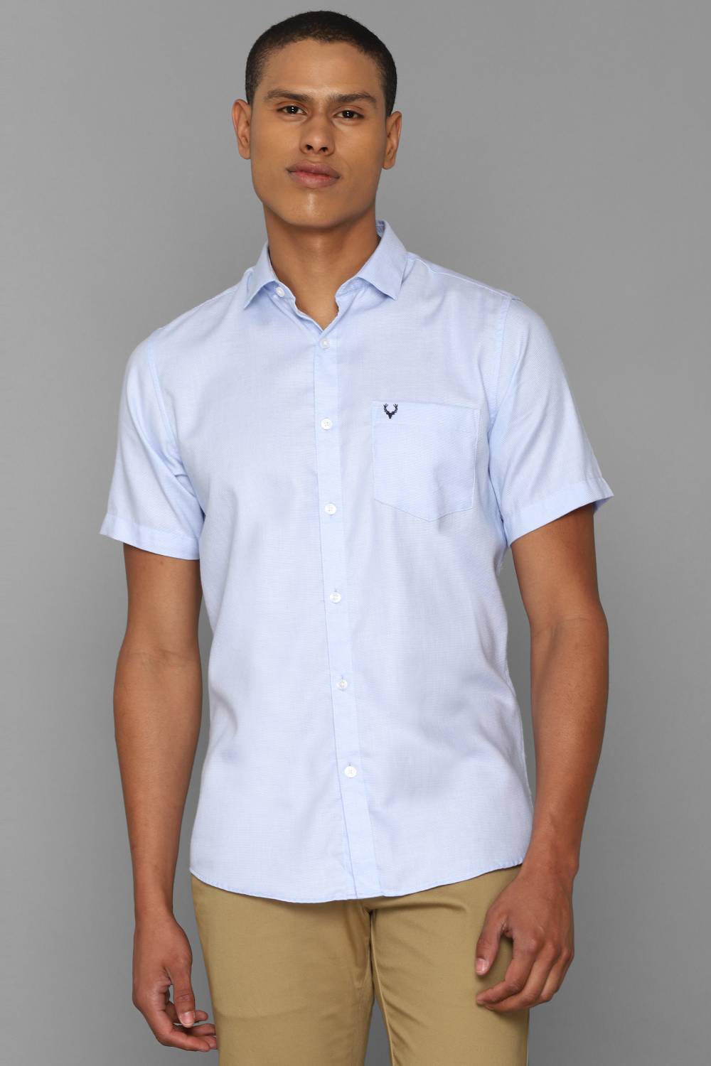 Allen Solly Men Solid Casual Light Blue Shirt