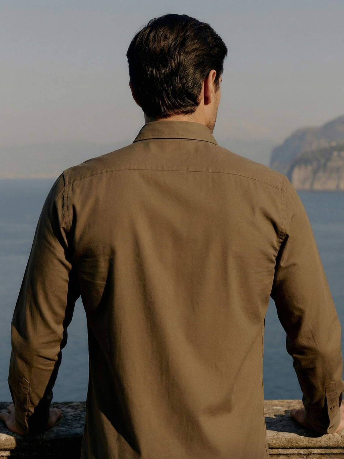 Image of Dennis Lingo Men Solid Casual Brown Shirt