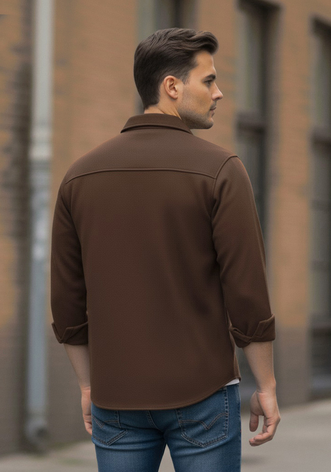 Image of VG BROTHER Men Solid Casual Brown Shirt