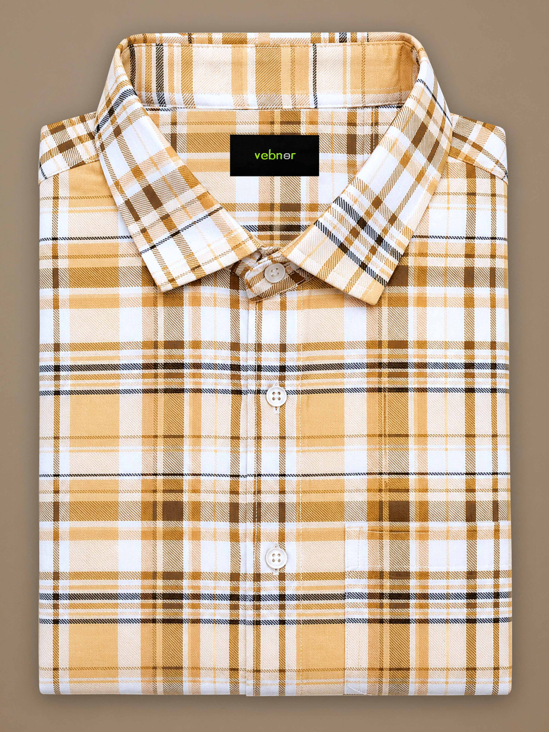 Image of VeBNoR Men Regular Fit Checkered Spread Collar Casual Shirt