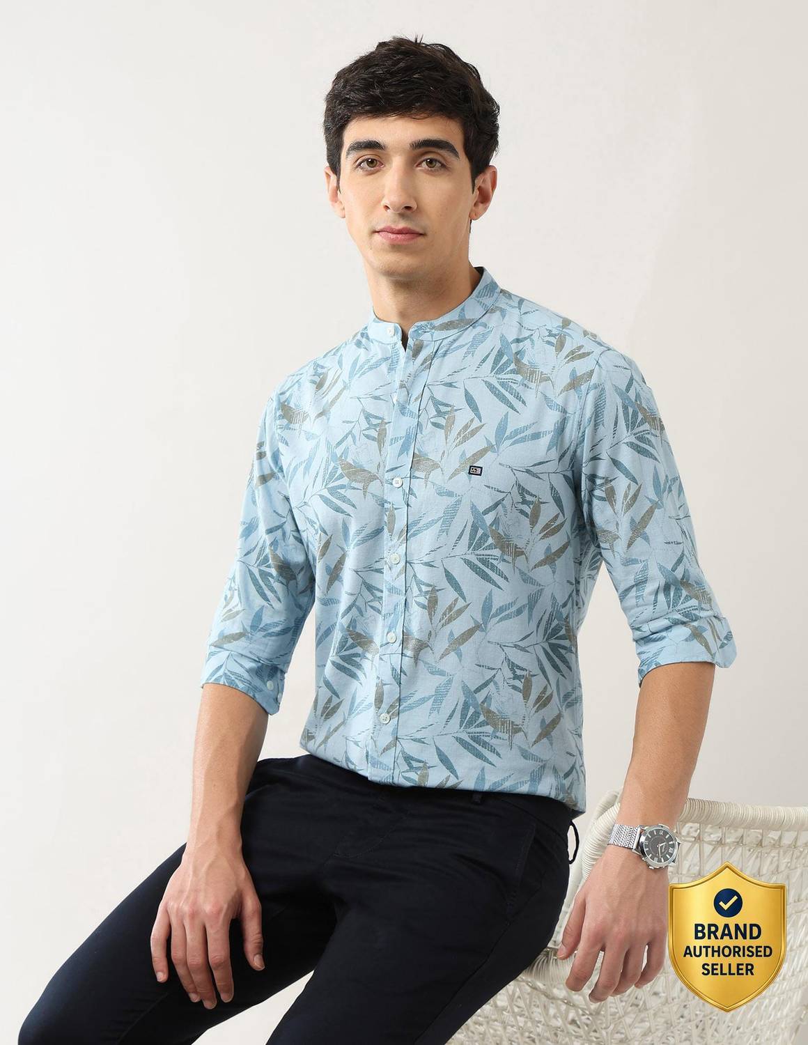 Arrow Sport Men Floral Print Casual Blue Shirt