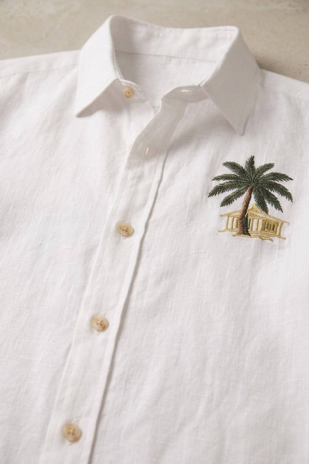 BE UNIQUE MENS Embroidered Casual White Shirt - Image 3