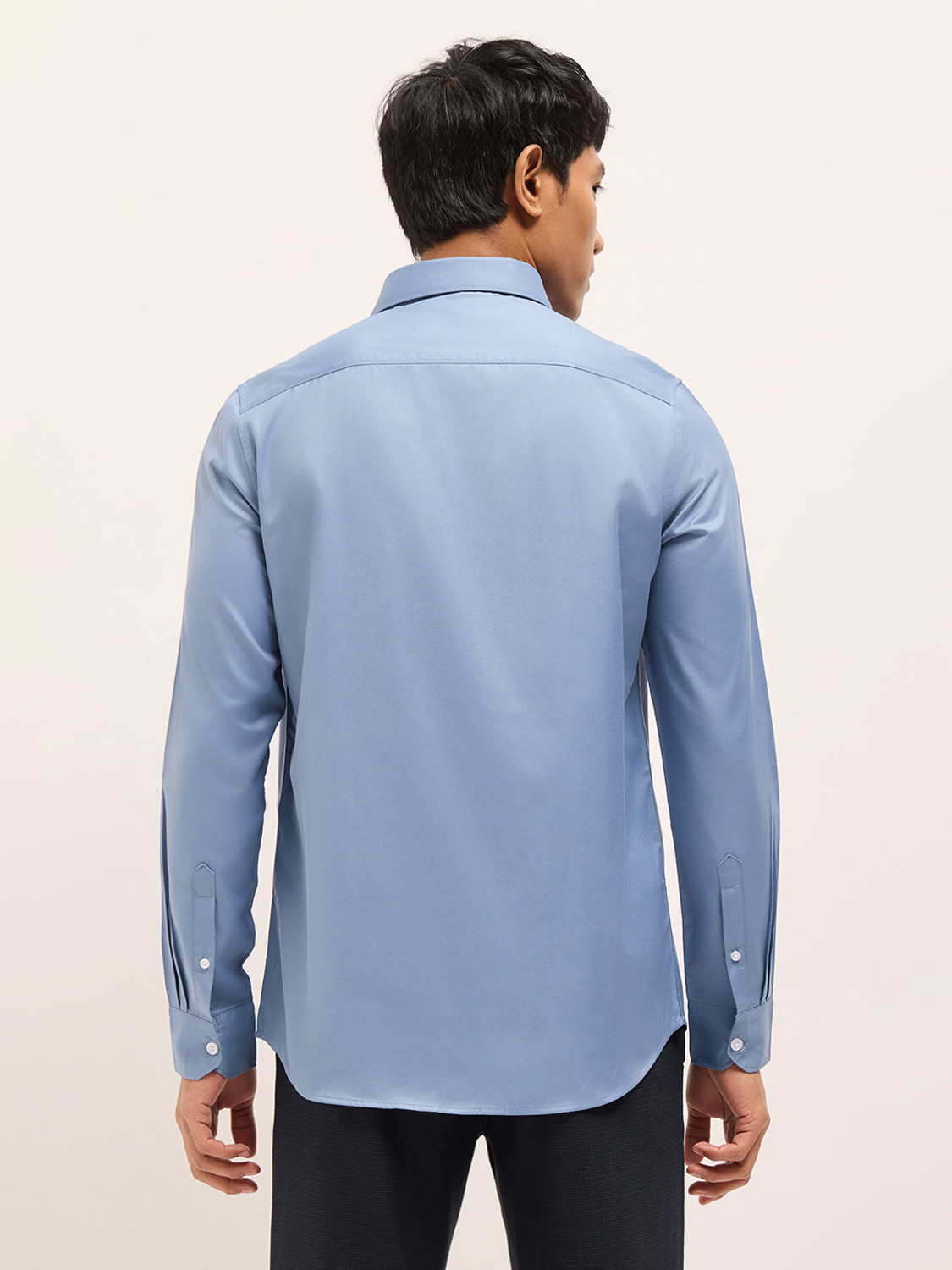 Image of THE BEAR HOUSE Men Solid Formal Blue Shirt