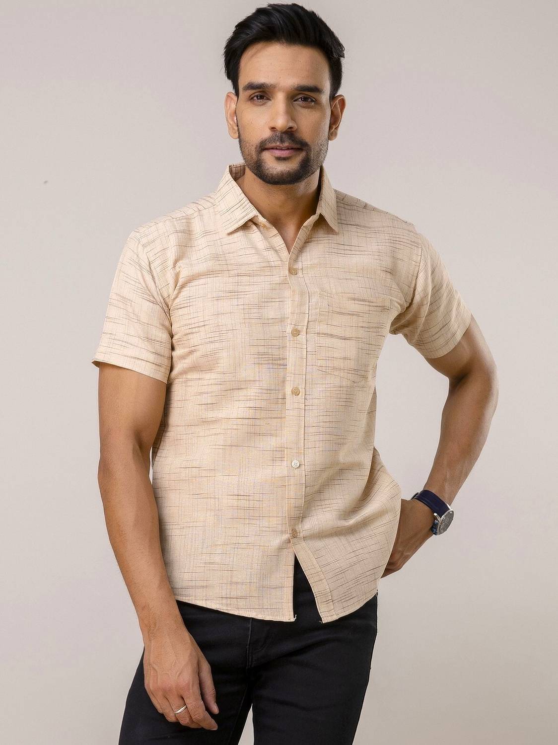 Auzanoor Collection Men Solid Casual Brown Shirt