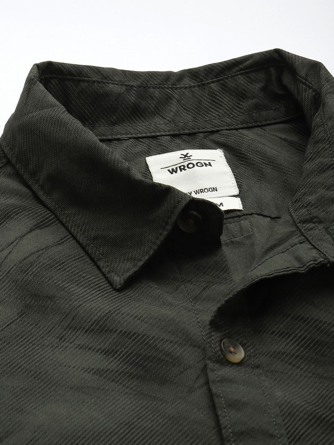 Image of WROGN Men Regular Fit Printed Cut Away Collar Casual Shirt