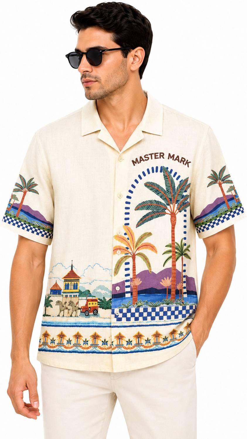MM MASTER MARK Men Printed Casual Cream Shirt - Image 3