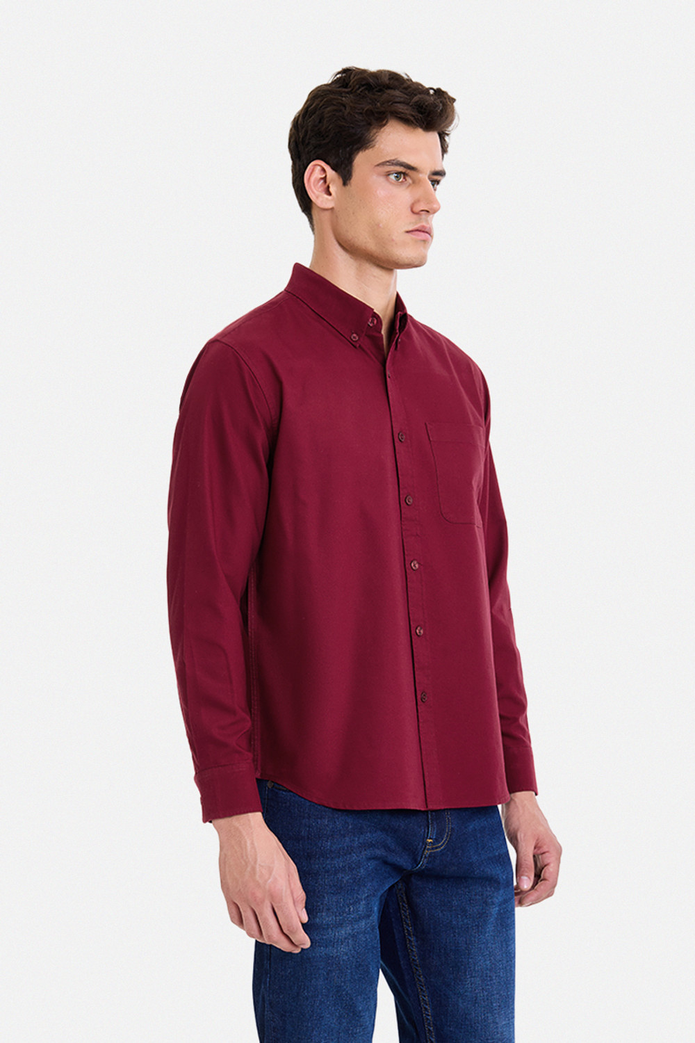 Image of Snitch Men Solid Casual Maroon Shirt
