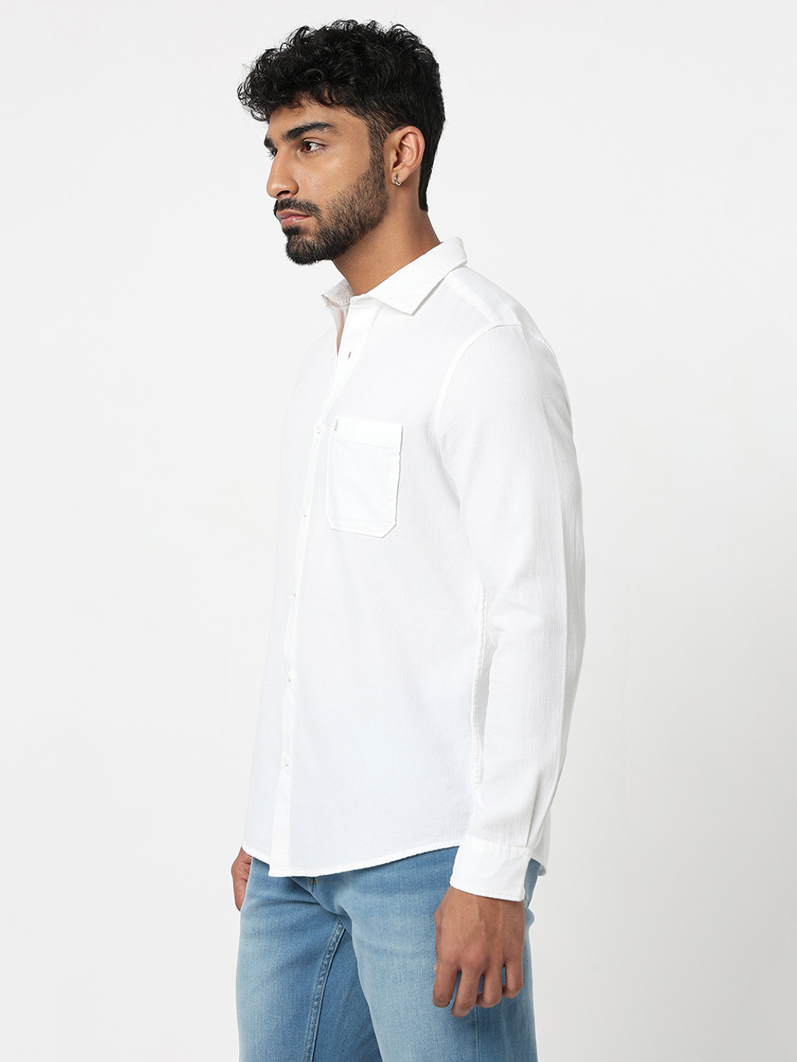 Image of Spykar Men Solid Casual White Shirt