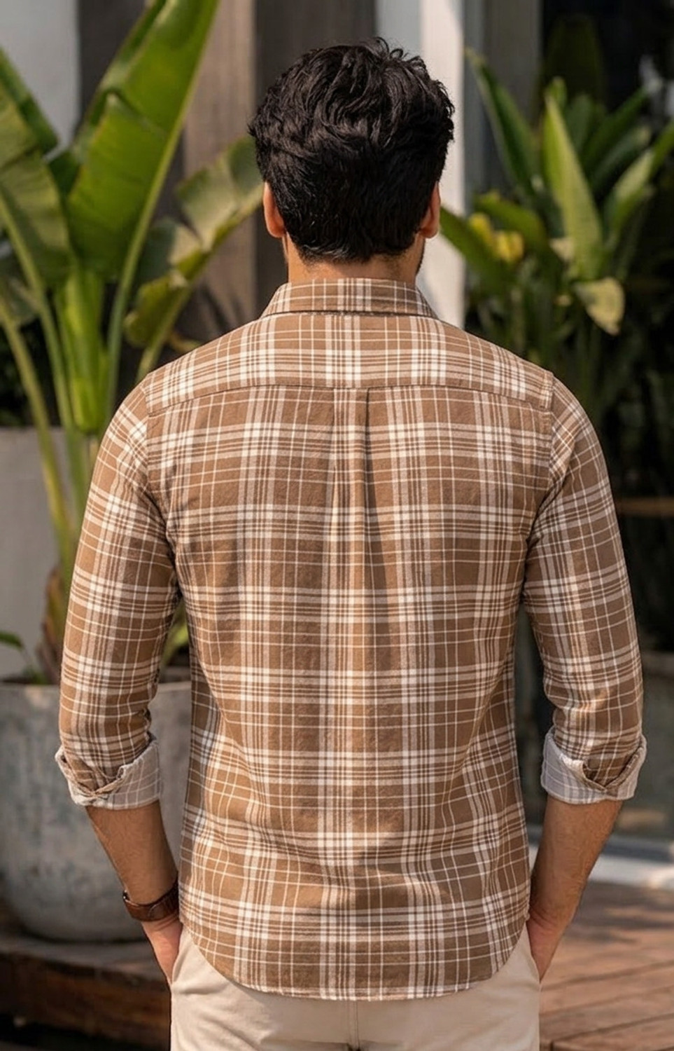 Image of Roadster Men Checkered Casual Brown, White Shirt