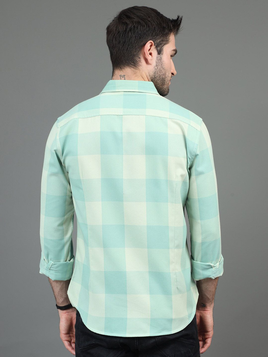 Image of HERE&NOW Men Checkered Casual Blue Shirt
