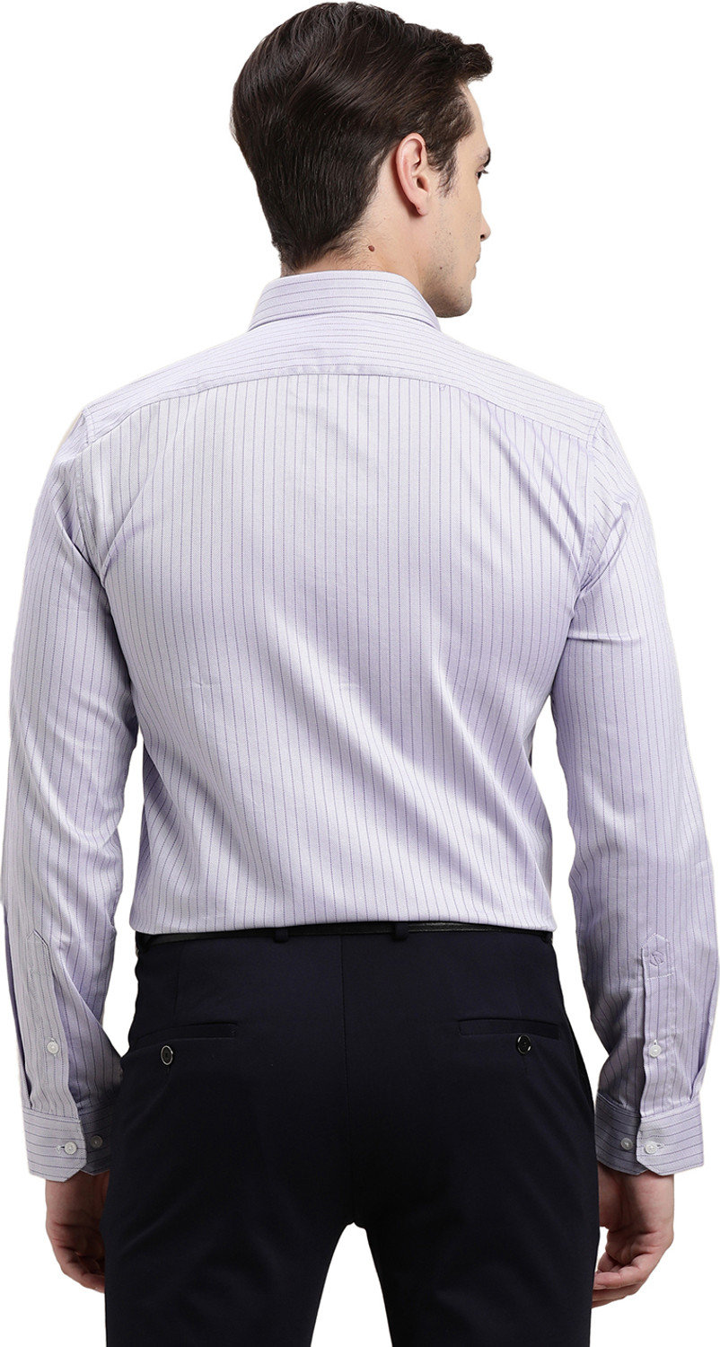 Image of TURTLE Men Striped Formal Purple Shirt