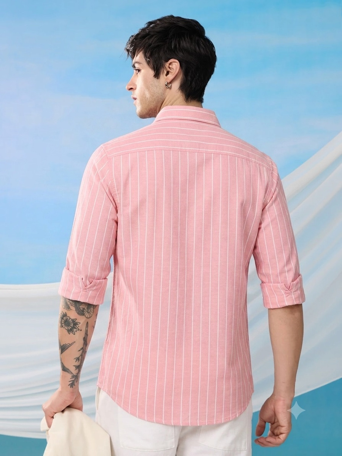 Image of METRONAUT Men Striped Casual Pink Shirt