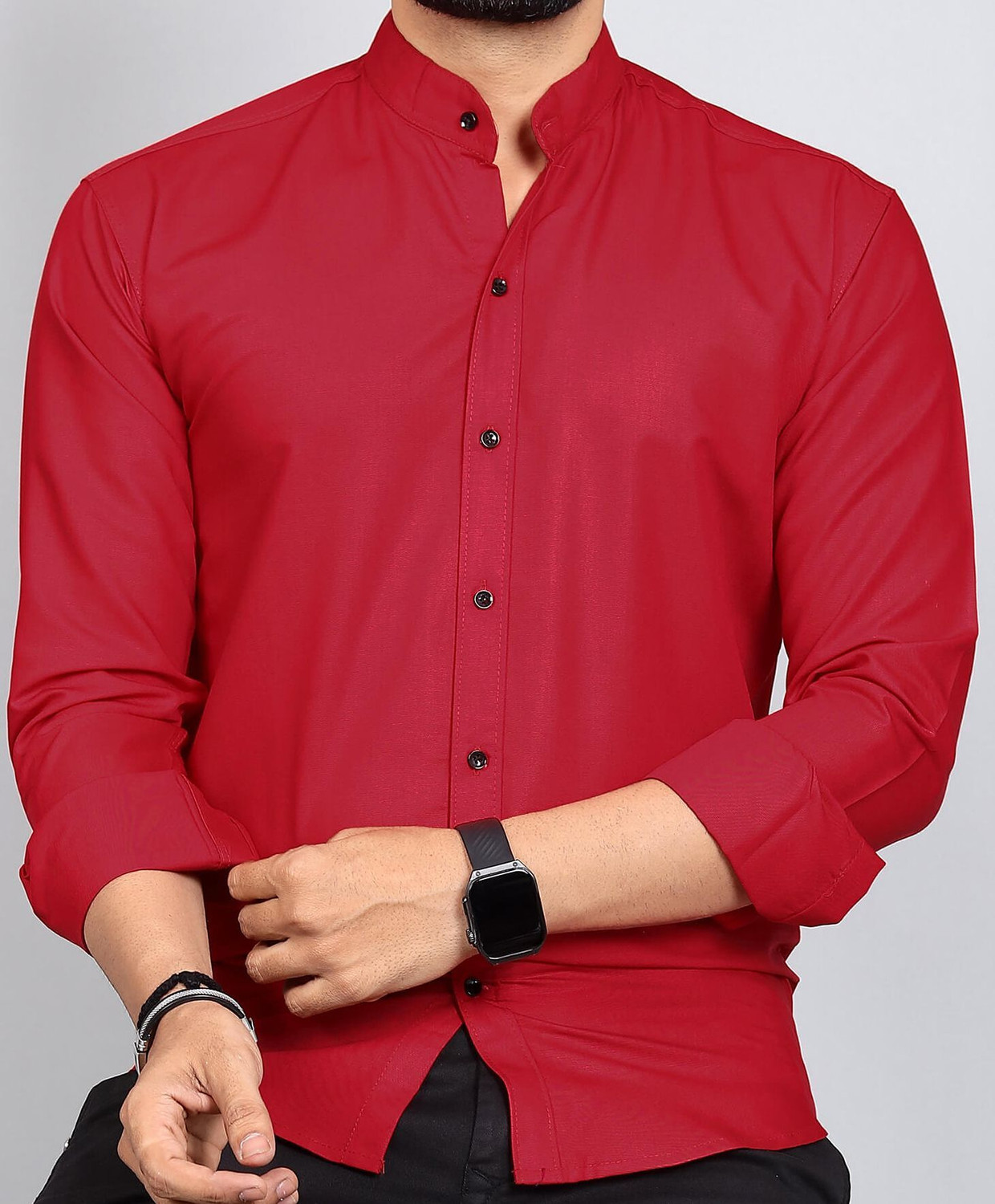Image of Troonpair Men Solid Casual Red Shirt