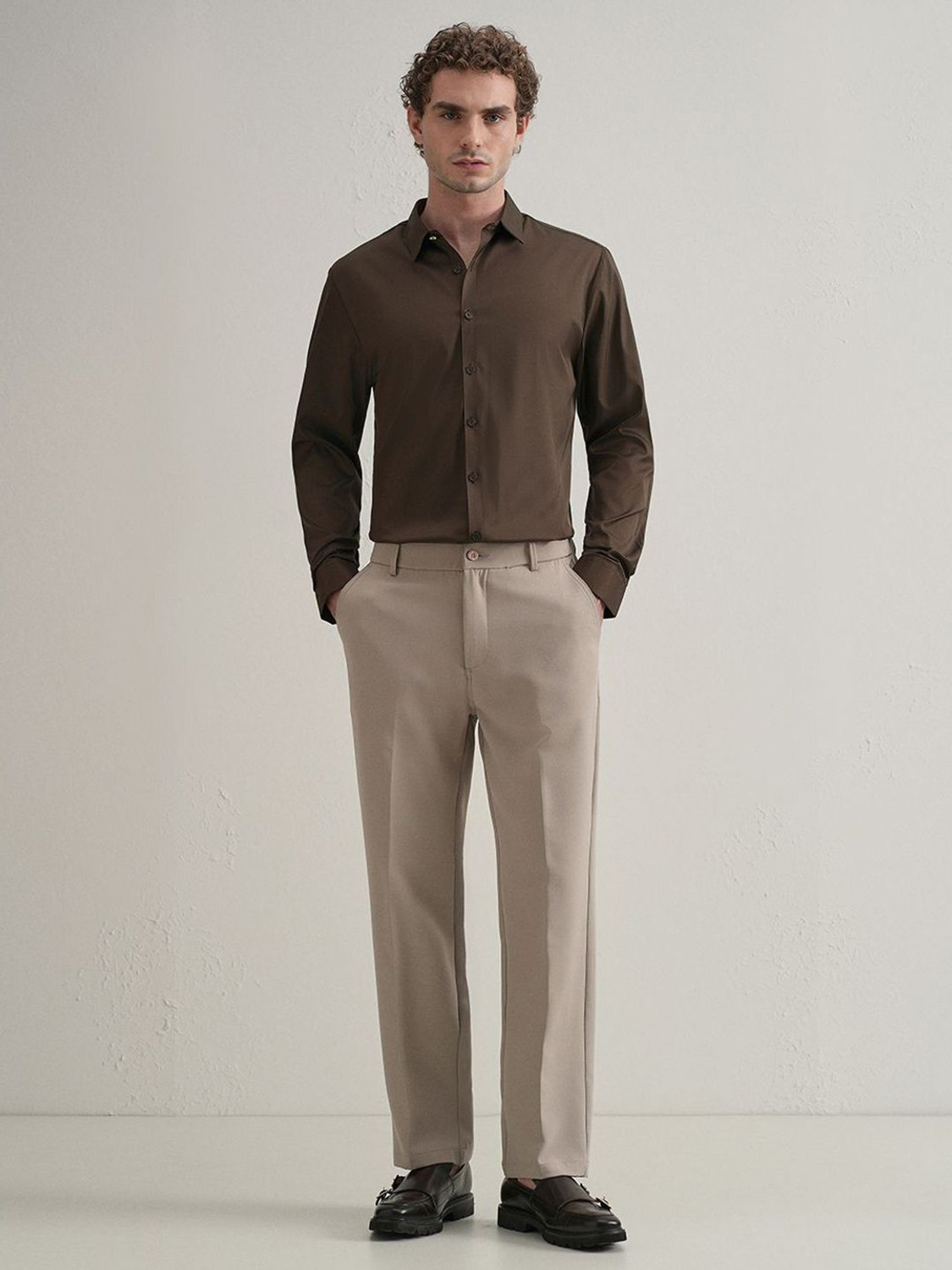 Image of Banana Club Men Solid Casual Brown Shirt