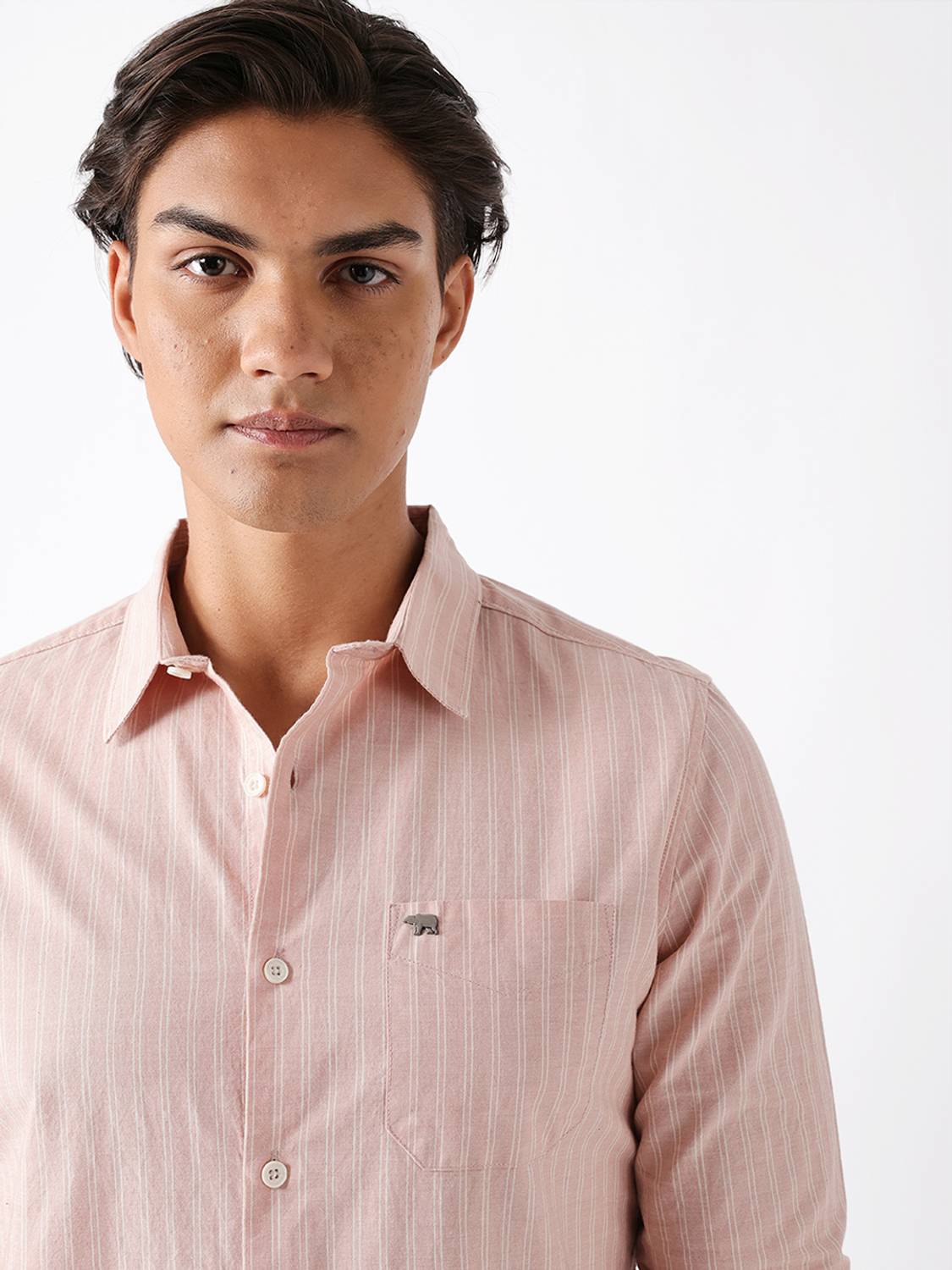 THE BEAR HOUSE Men Striped Pink Shirt - Image 5