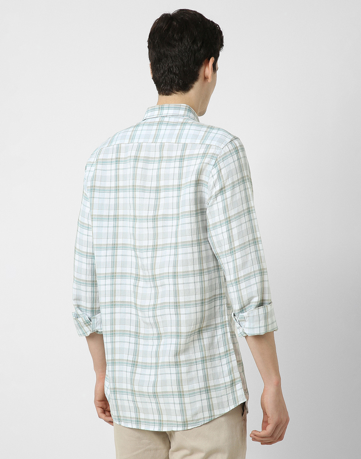 Image of PETER ENGLAND Men Checkered Casual White Shirt