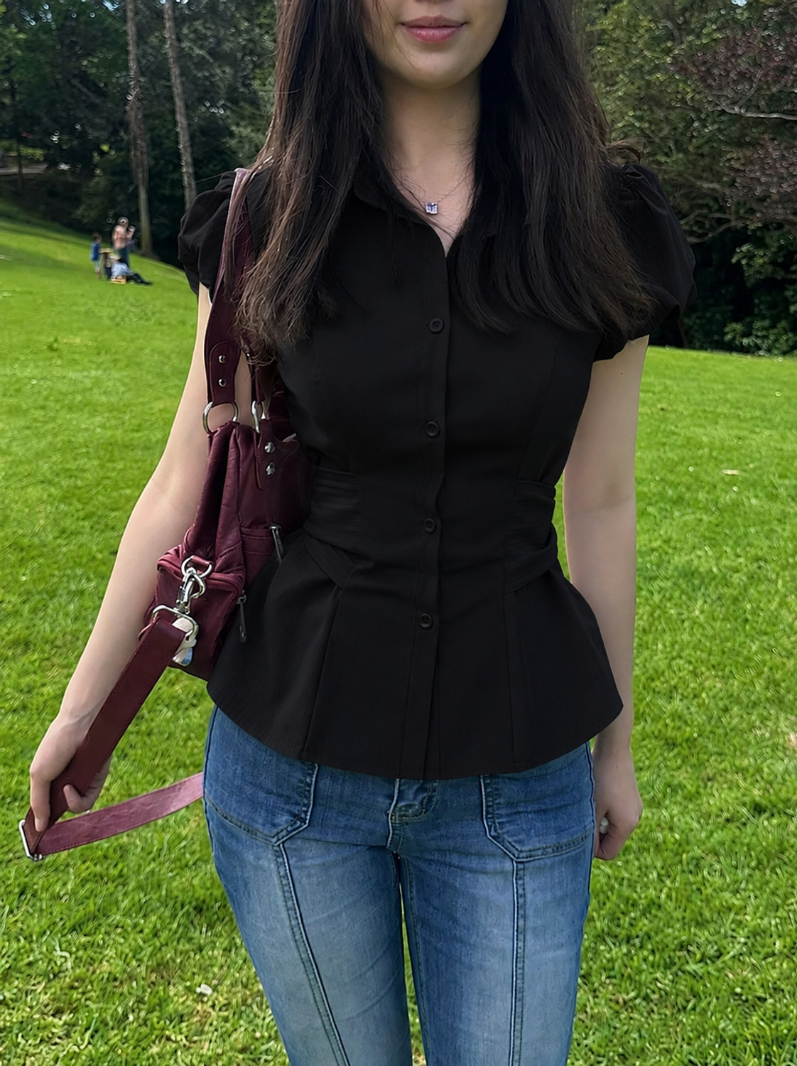 Image of Wingswear Women Solid Casual Black Shirt