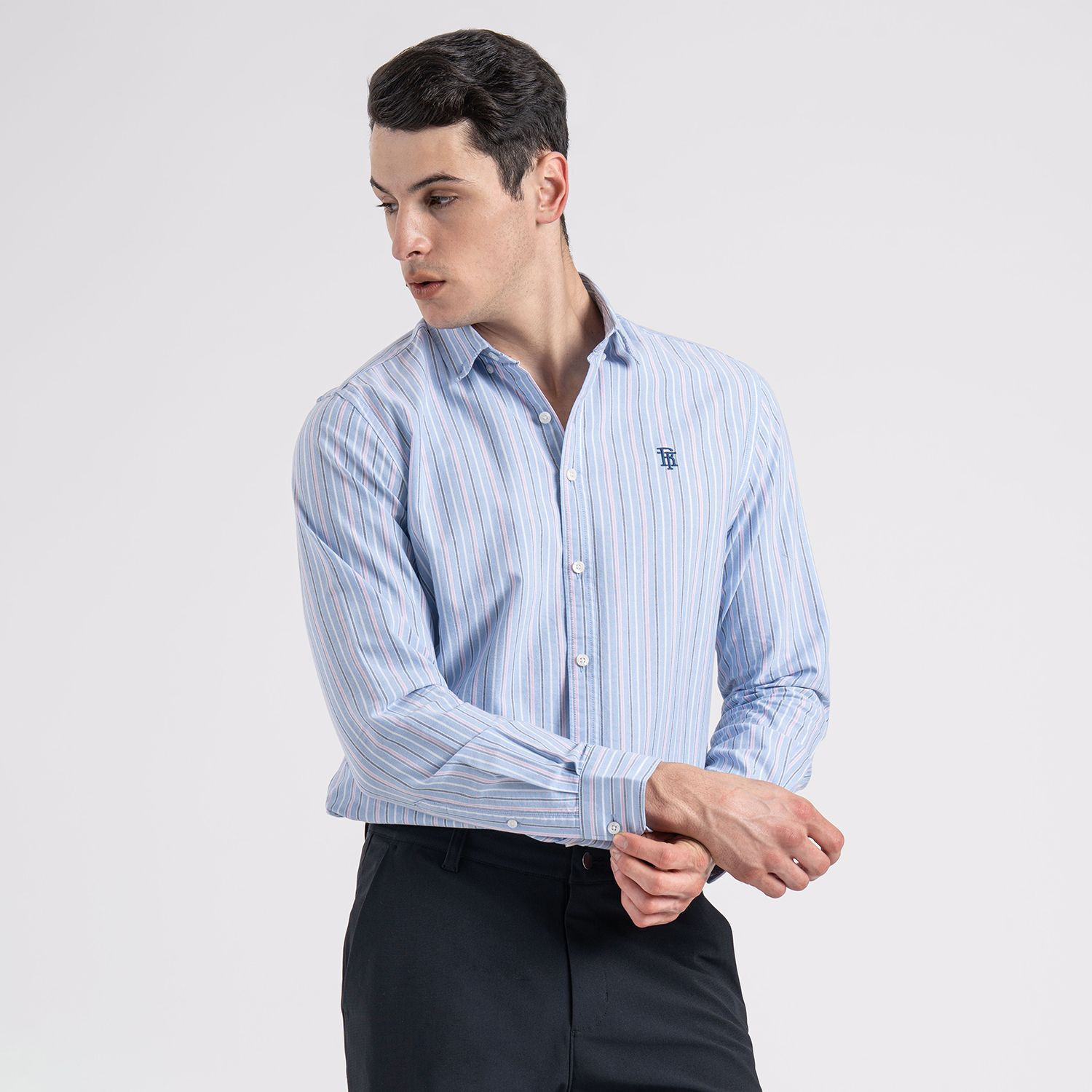Image of RED TAPE Men Striped Casual Blue Shirt