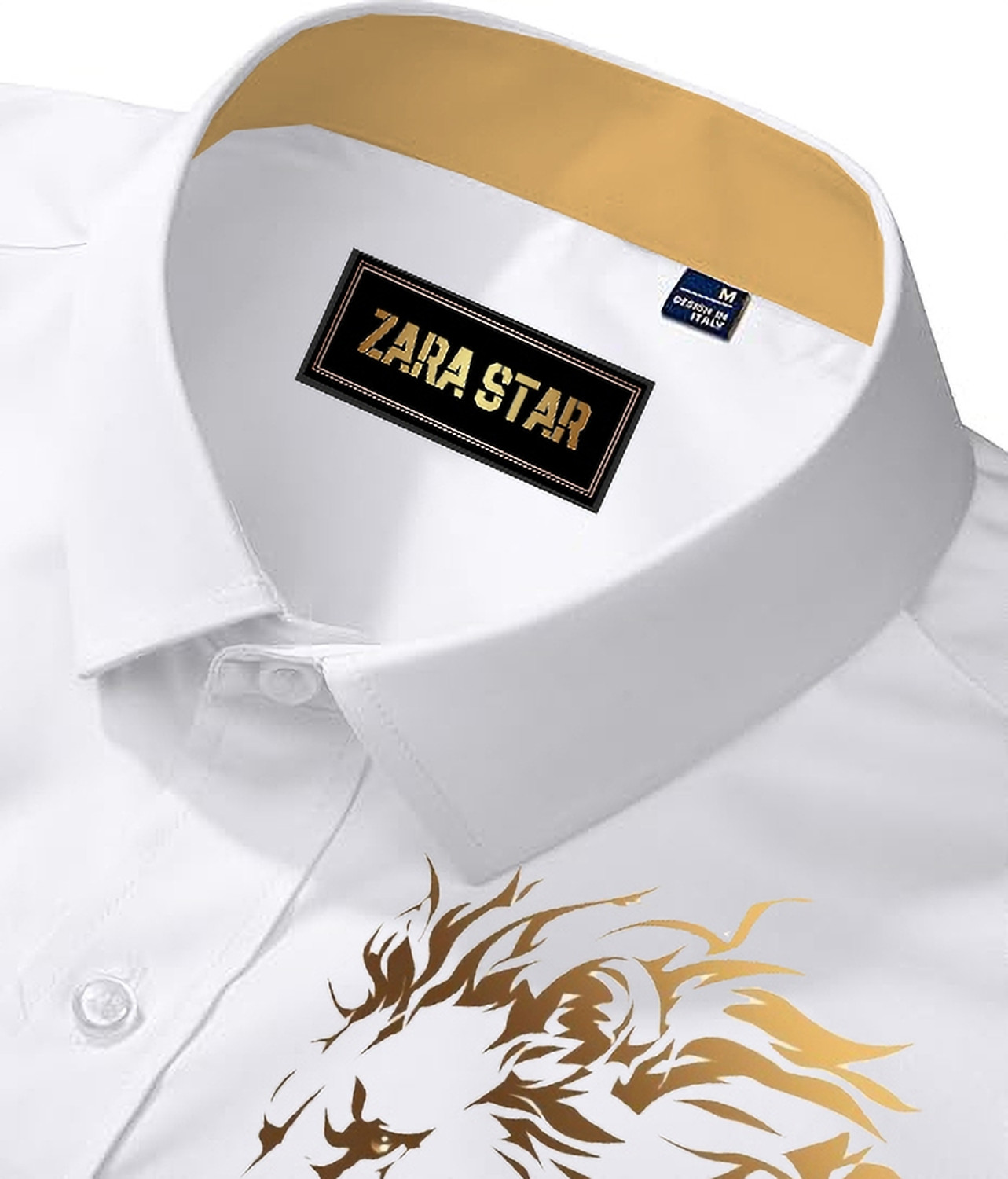 Image of ZARA STAR Men Solid, Graphic Print Casual White Shirt