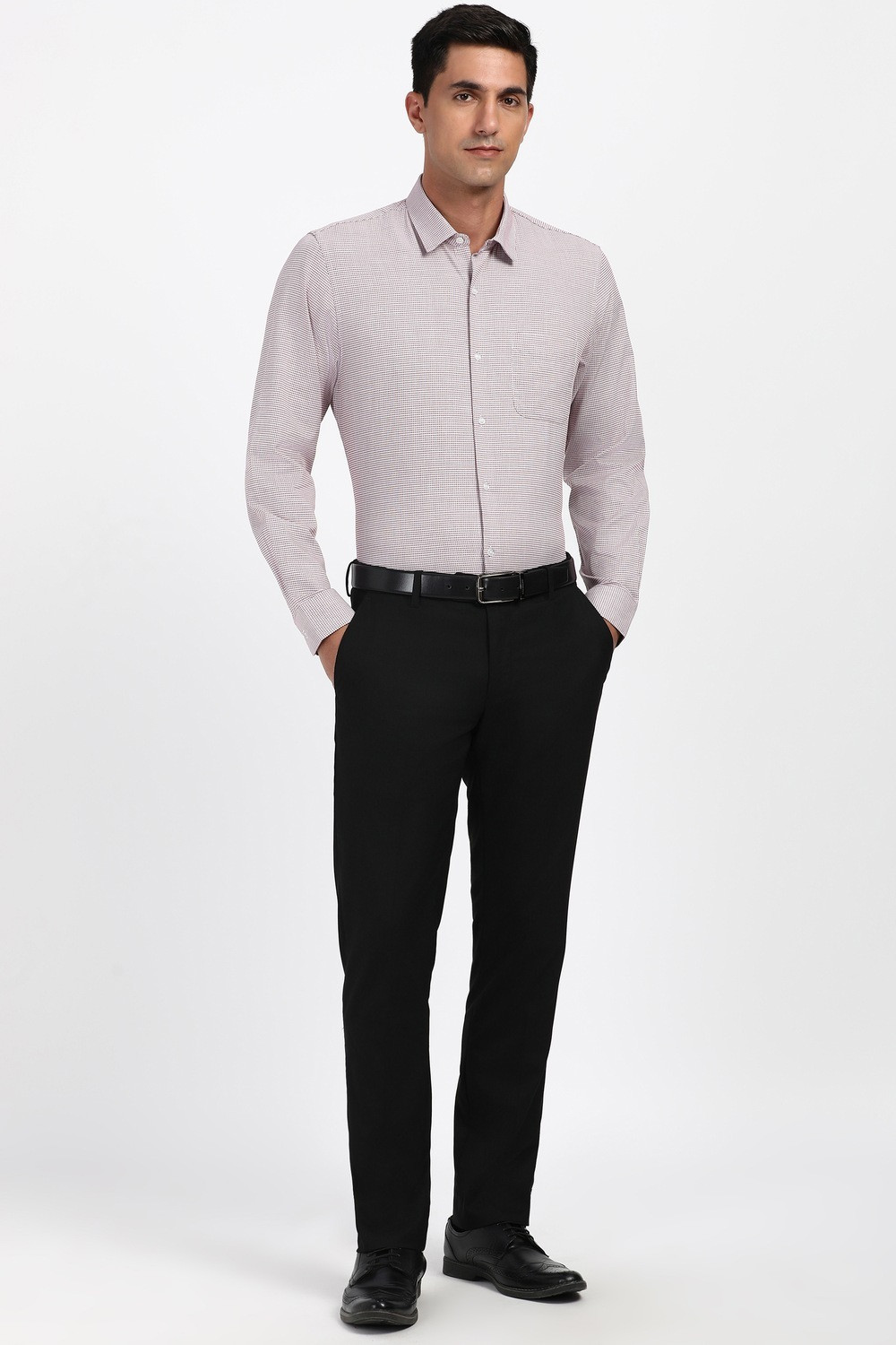 Image of PETER ENGLAND Men Printed Formal Maroon Shirt