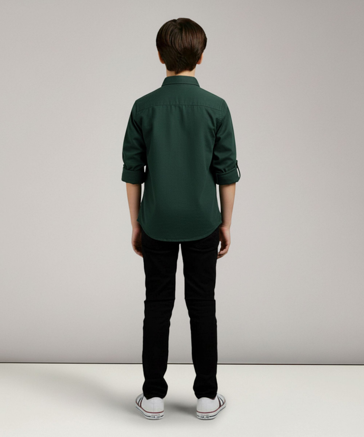 Image of KILLER Boys Solid Casual Dark Green Shirt