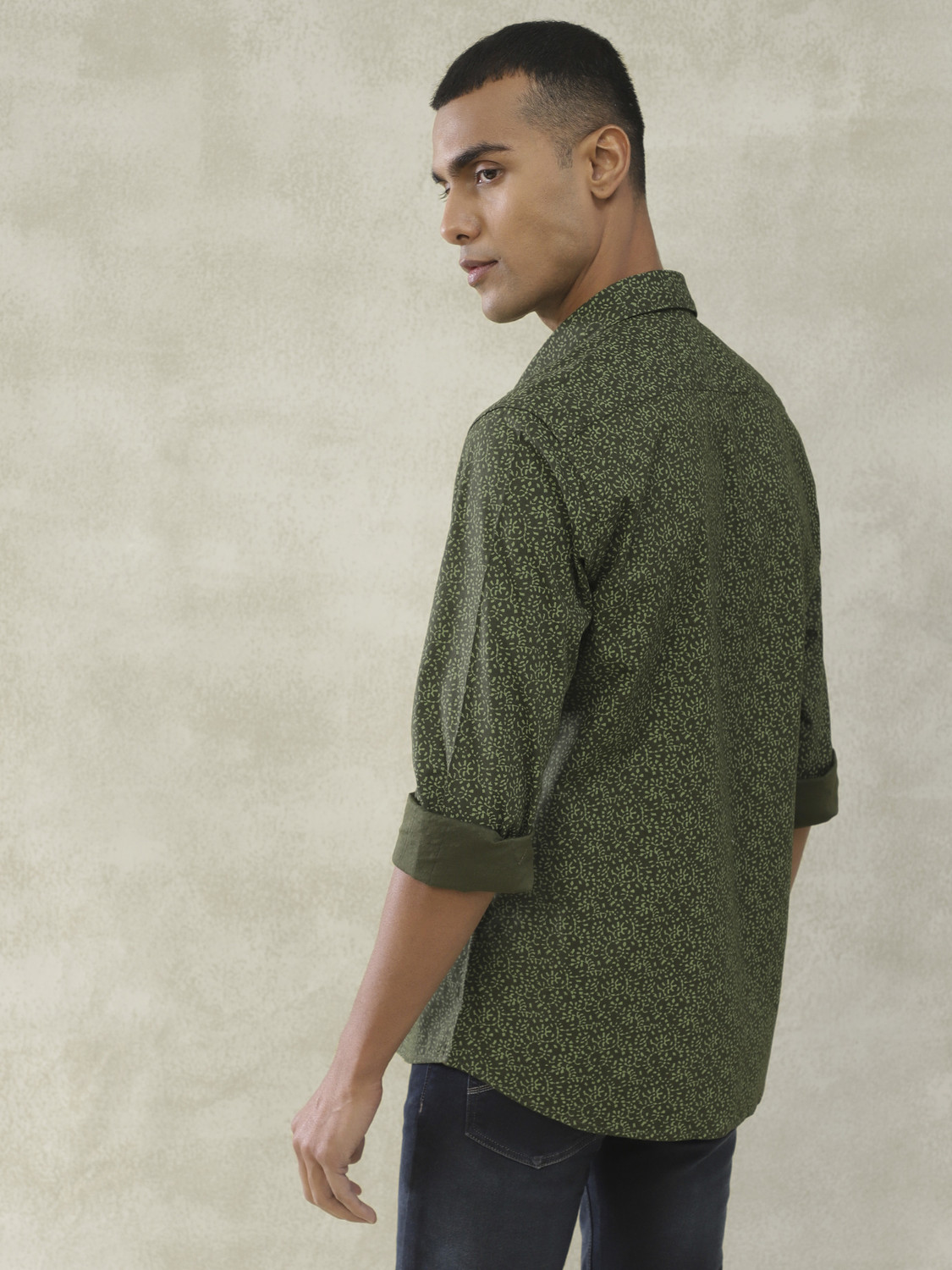 Image of TURTLE Men Printed Casual Dark Green Shirt
