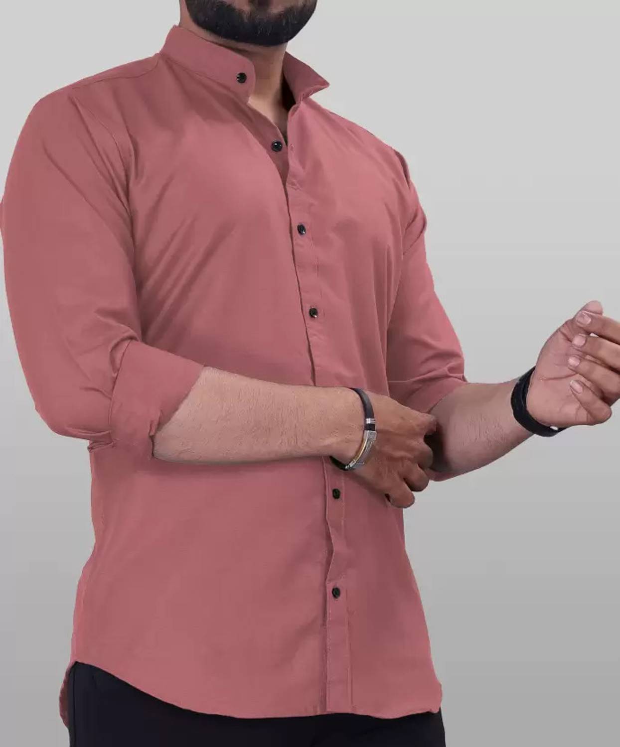BLEZZA Men Solid Casual Pink Shirt