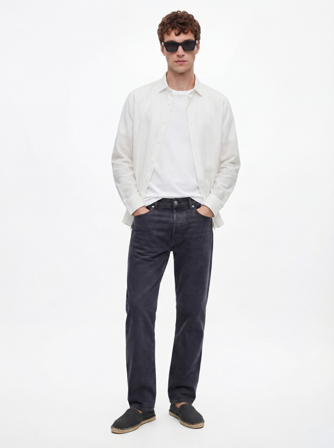 Image of Snitch Men Solid Casual White Shirt