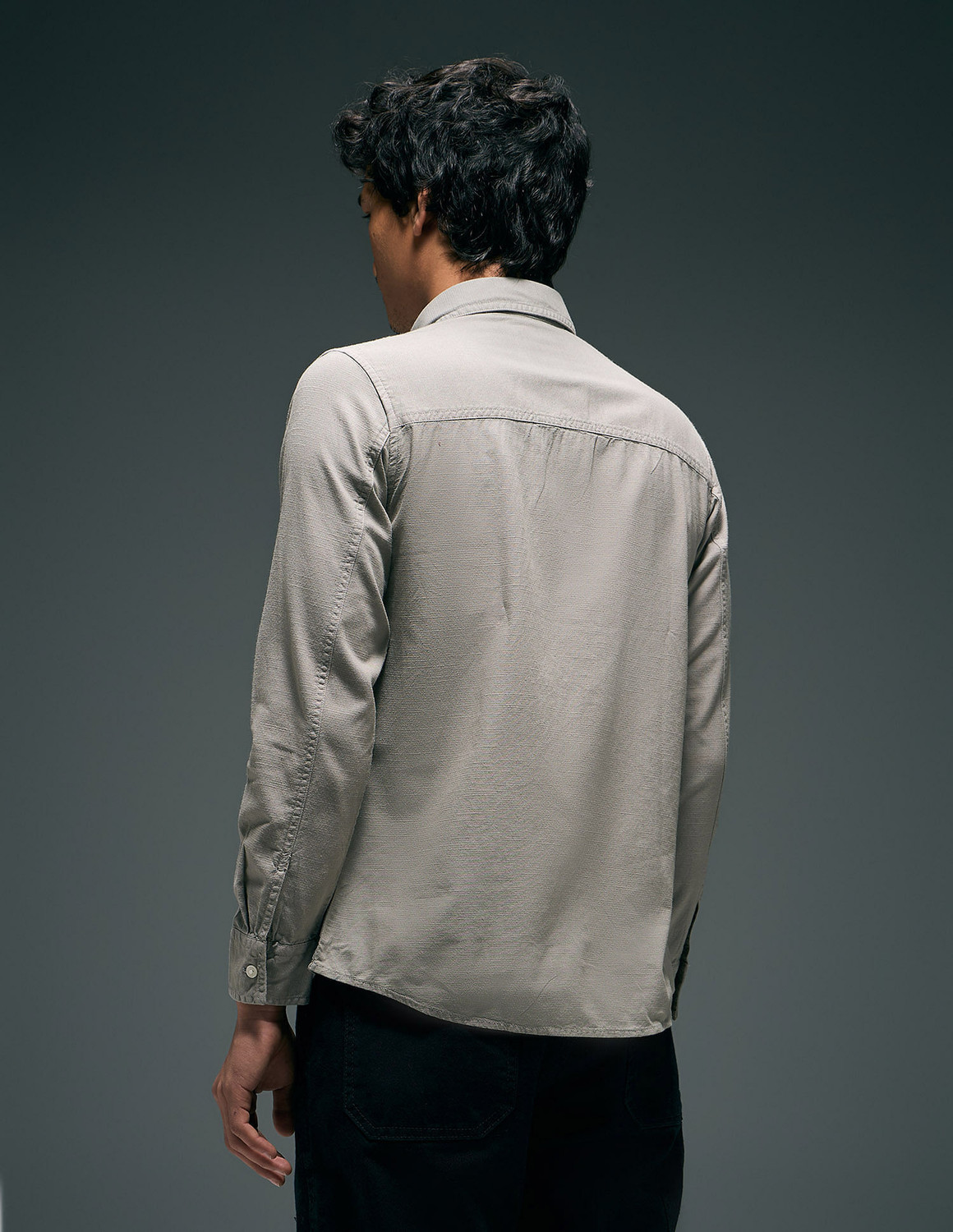 Image of FLYING MACHINE Men Solid Casual Grey Shirt