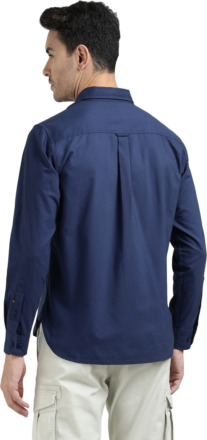 Image of ROYAL ENFIELD Men Solid Casual Dark Blue Shirt