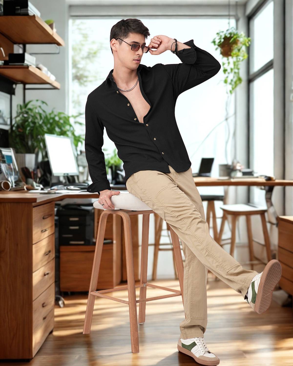 INDICLUB Men Black Formal Shirt - Image 4