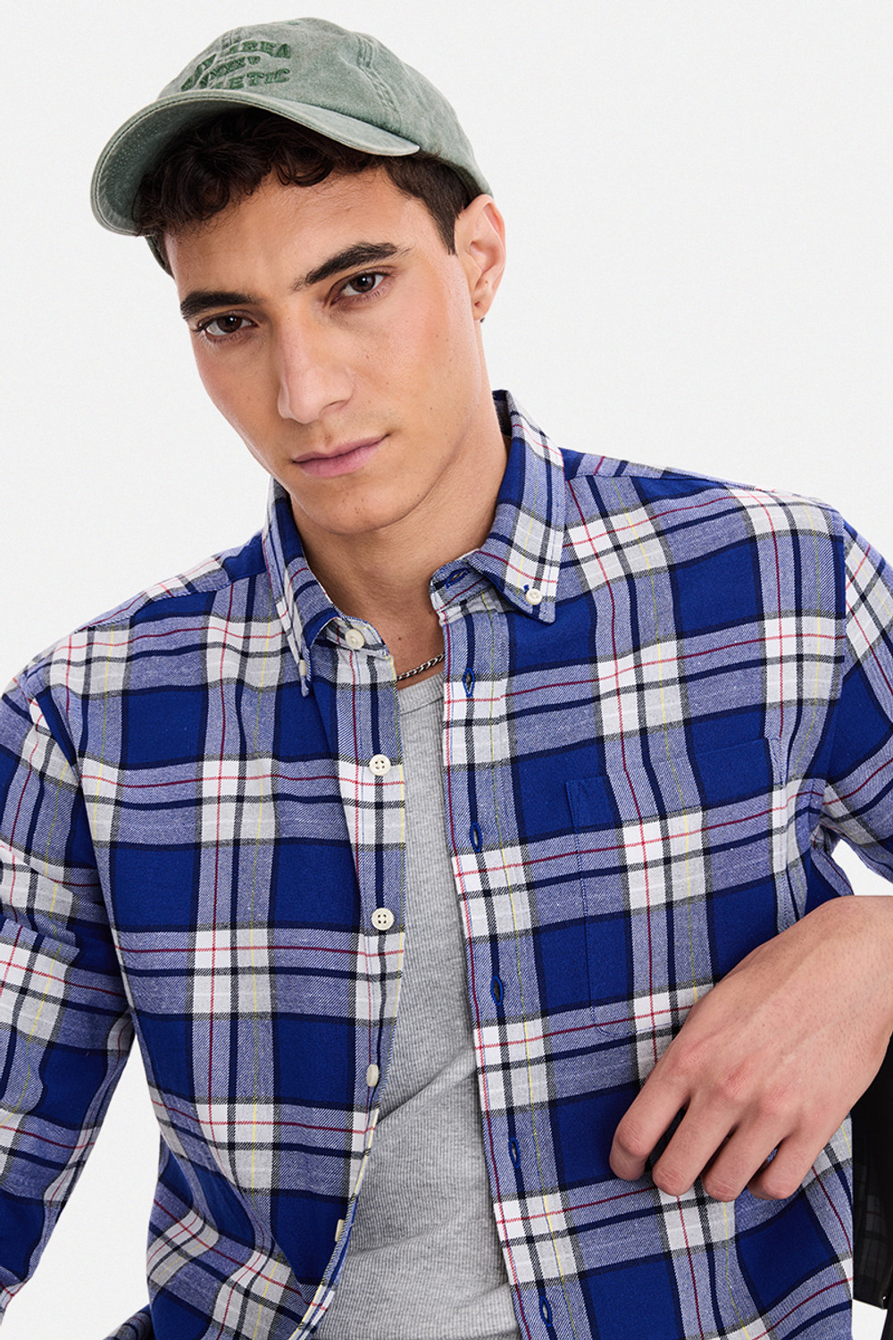Image of Snitch Men Checkered Casual Blue Shirt