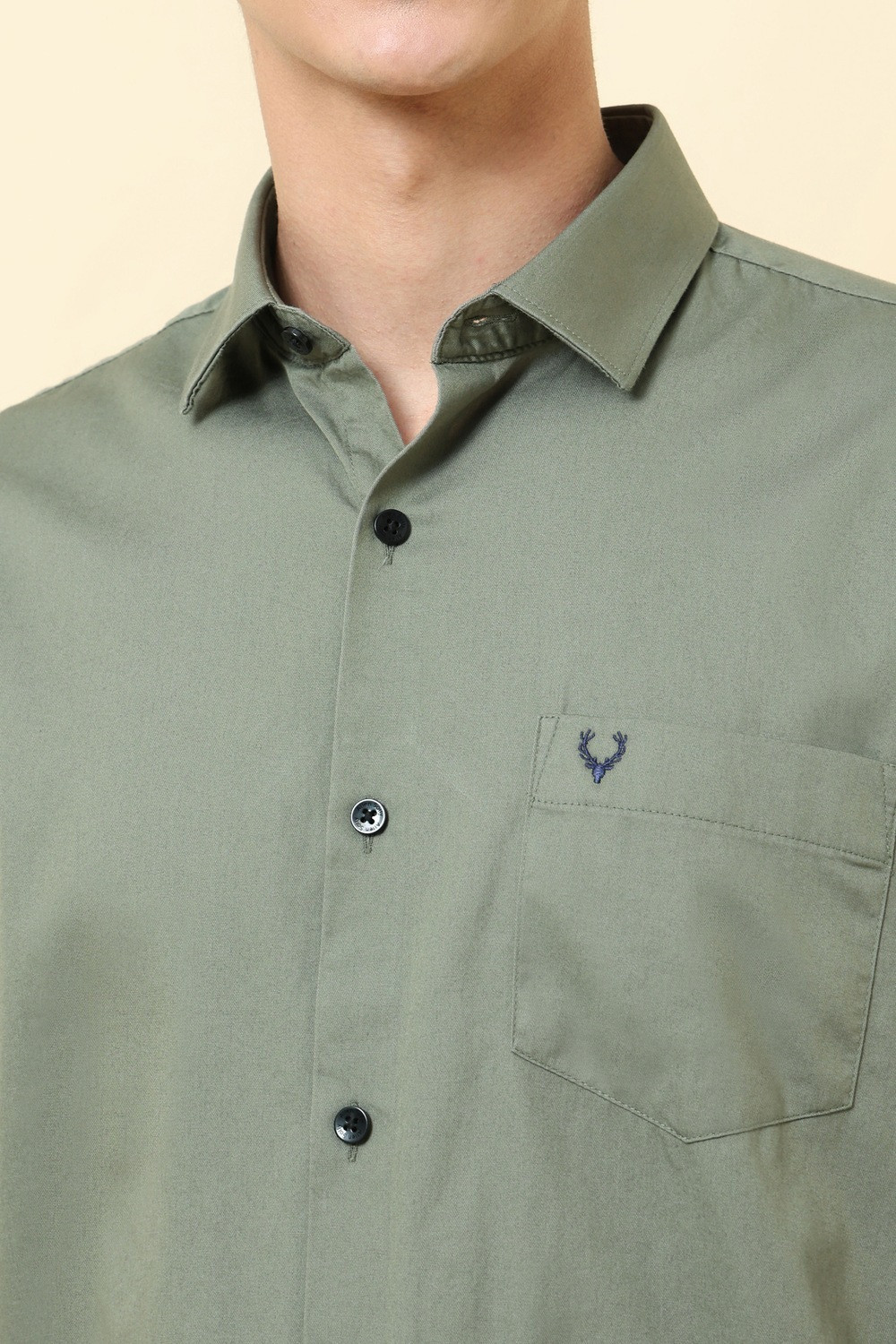 Image of Allen Solly Men Solid Casual Green Shirt