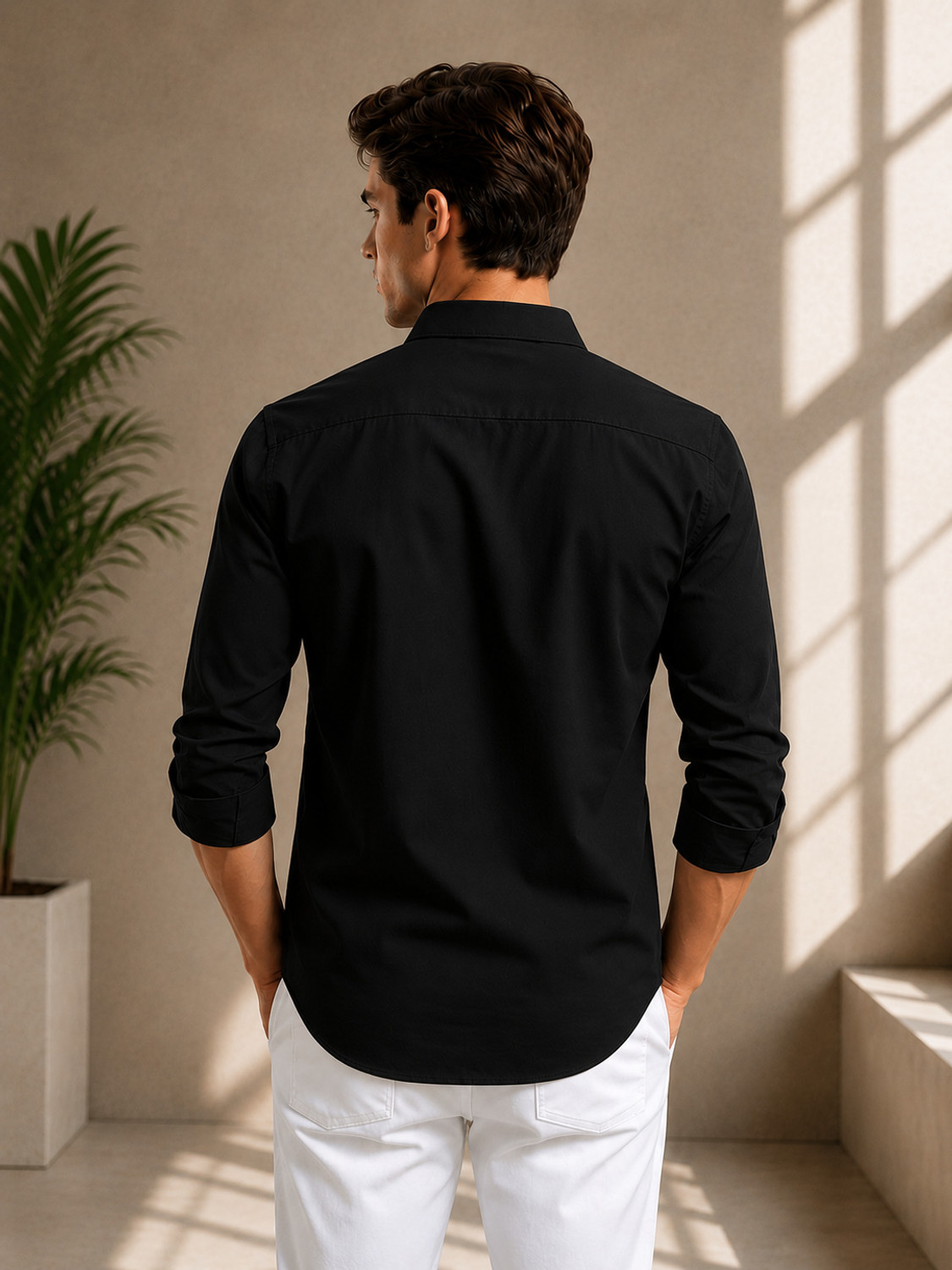 Image of METRONAUT Men Solid Formal Black Shirt