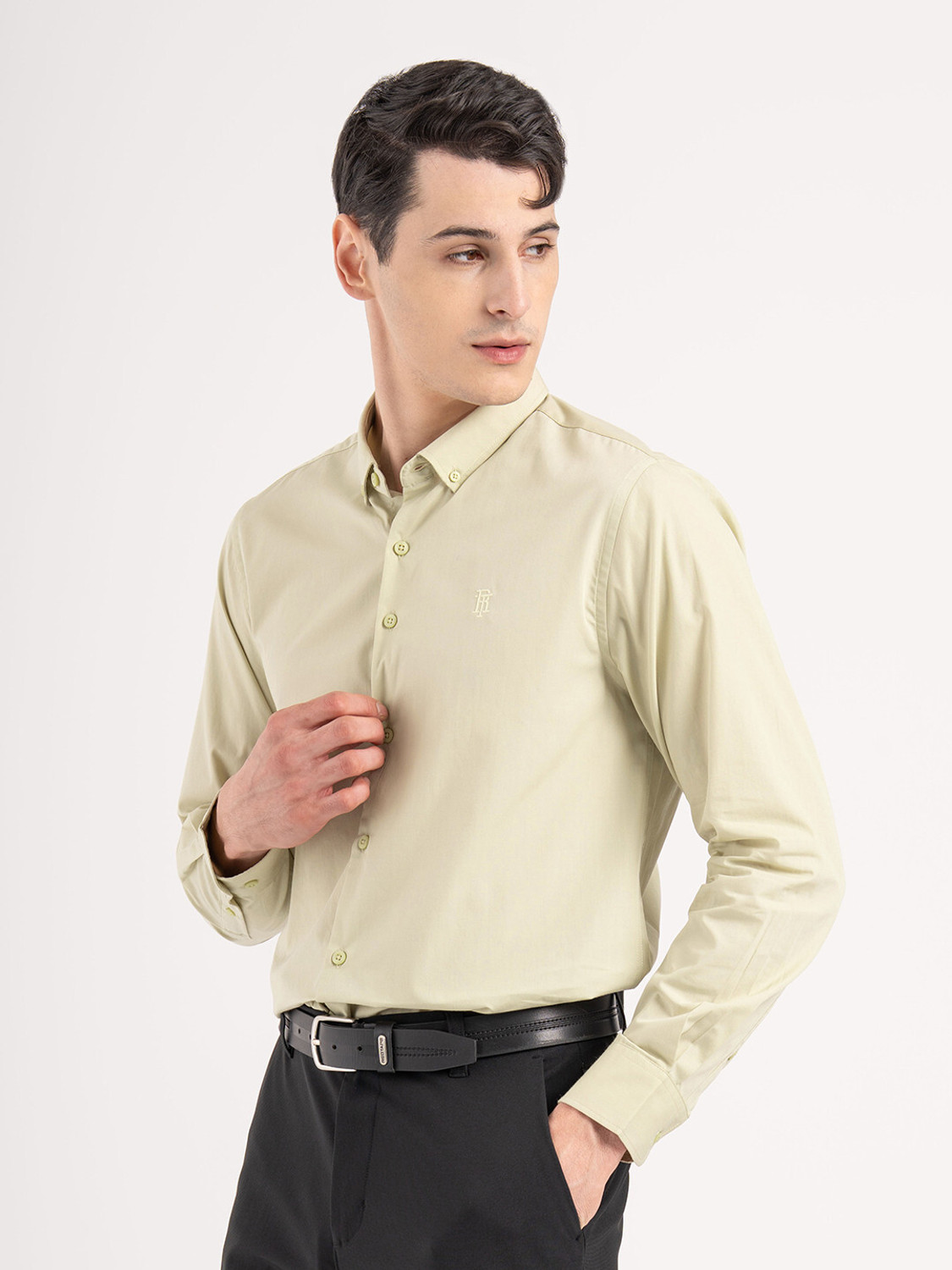 Image of RED TAPE Men Solid Casual Beige Shirt