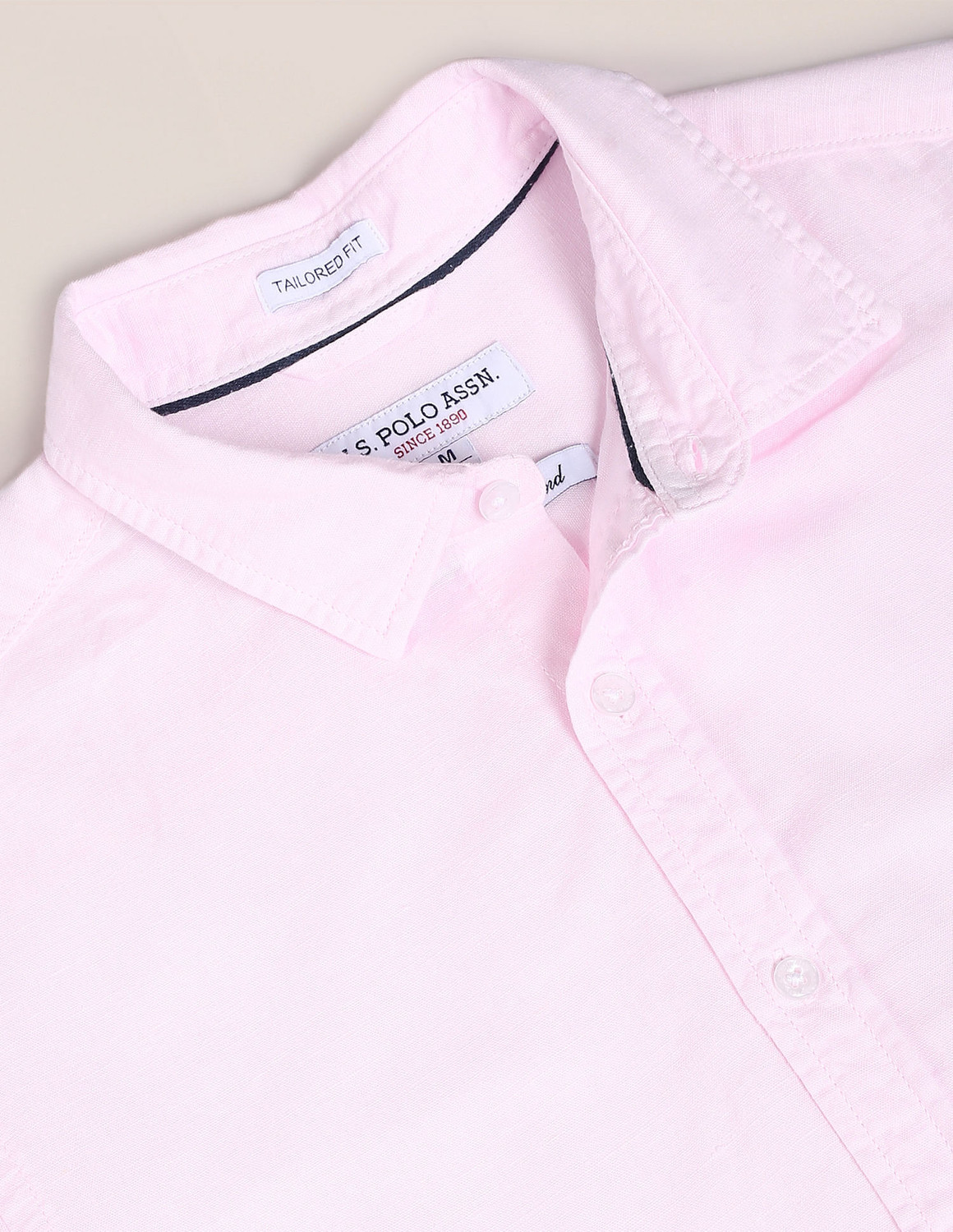 Image of U.S. POLO ASSN. Men Solid Casual Pink Shirt